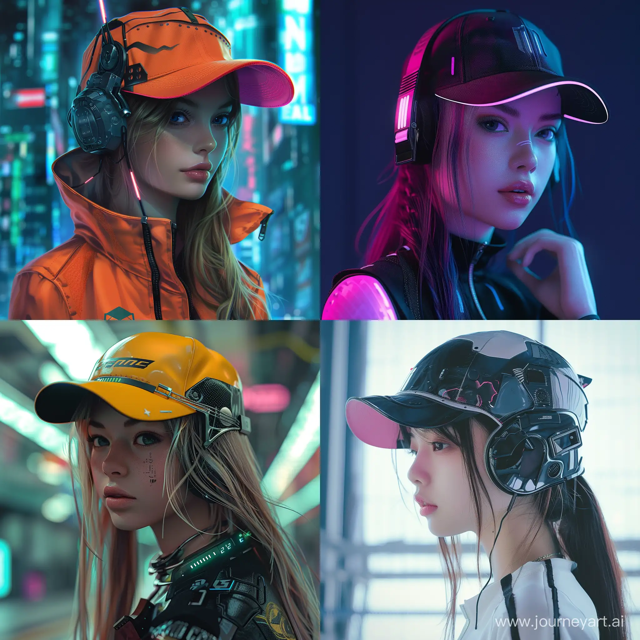 Cyberpunk-Girl-in-Baseball-Cap-Sports-Style