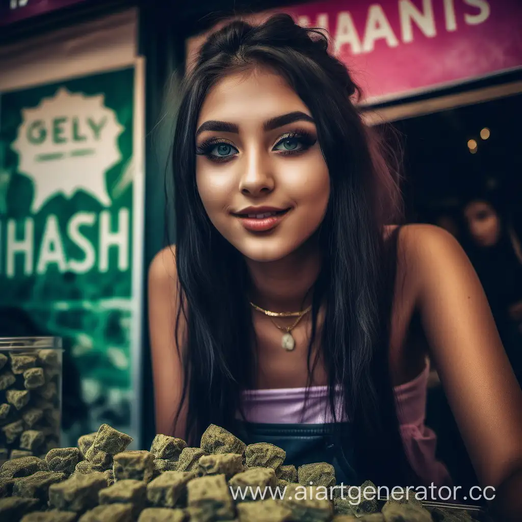 Beautiful candy girl sells hashish