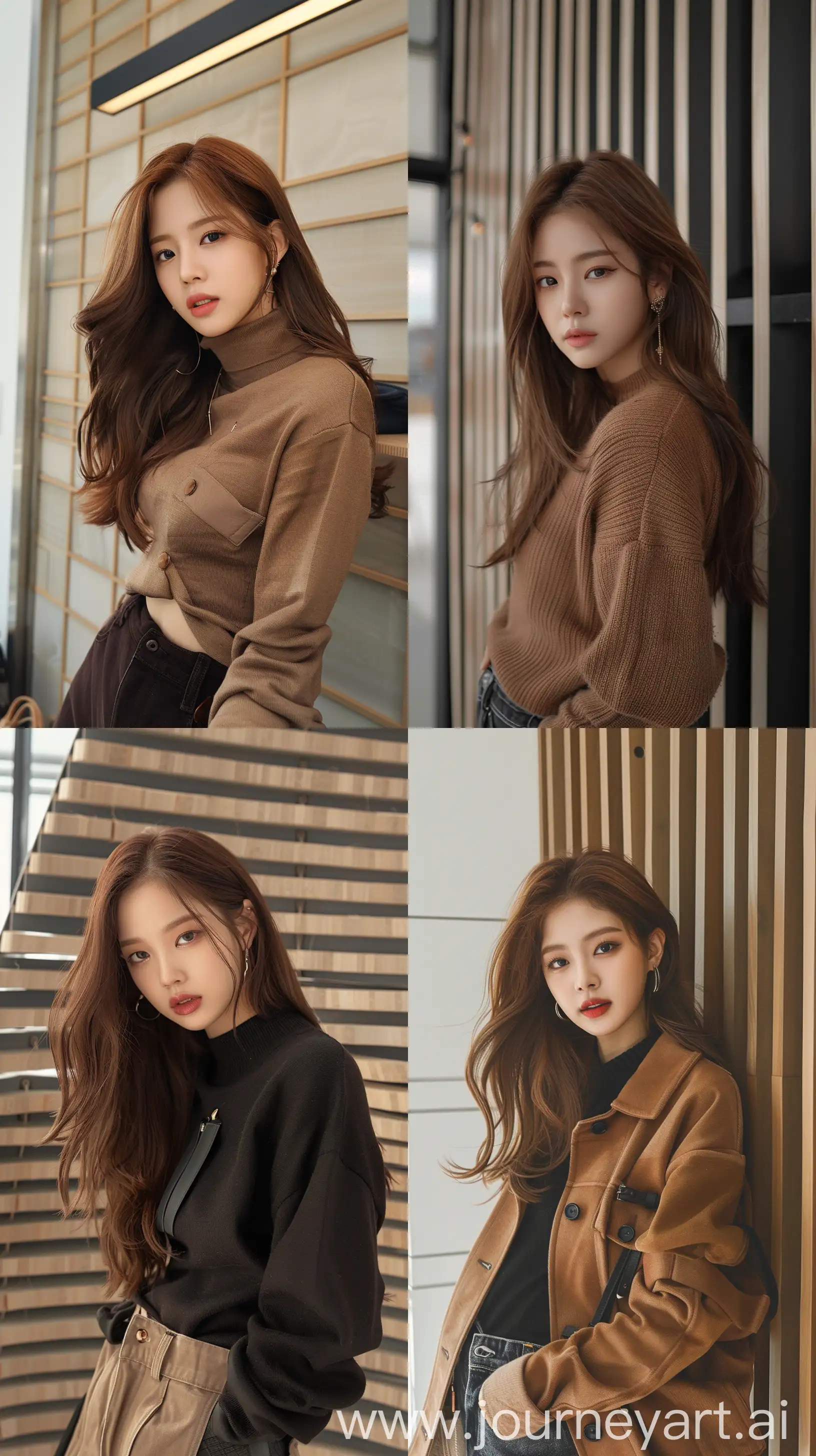 Chic-Casual-Aesthetic-Blackpinks-Jennie-in-Modern-Brownthemed-Portrait