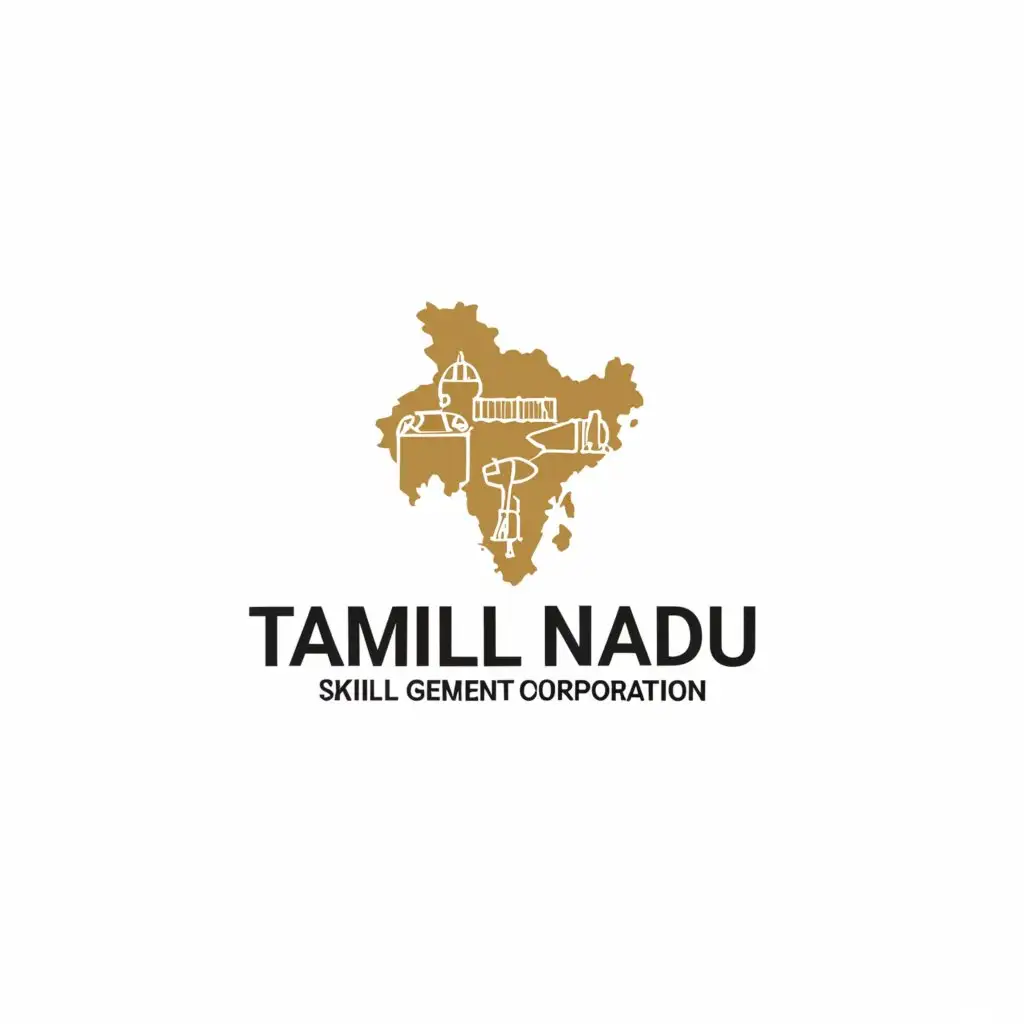 a logo design,with the text "TAMIL NADU SKILL DEVELOPMENT CORPORATION", main symbol:Tamil Nadu map,Minimalistic,be used in Education industry,clear background