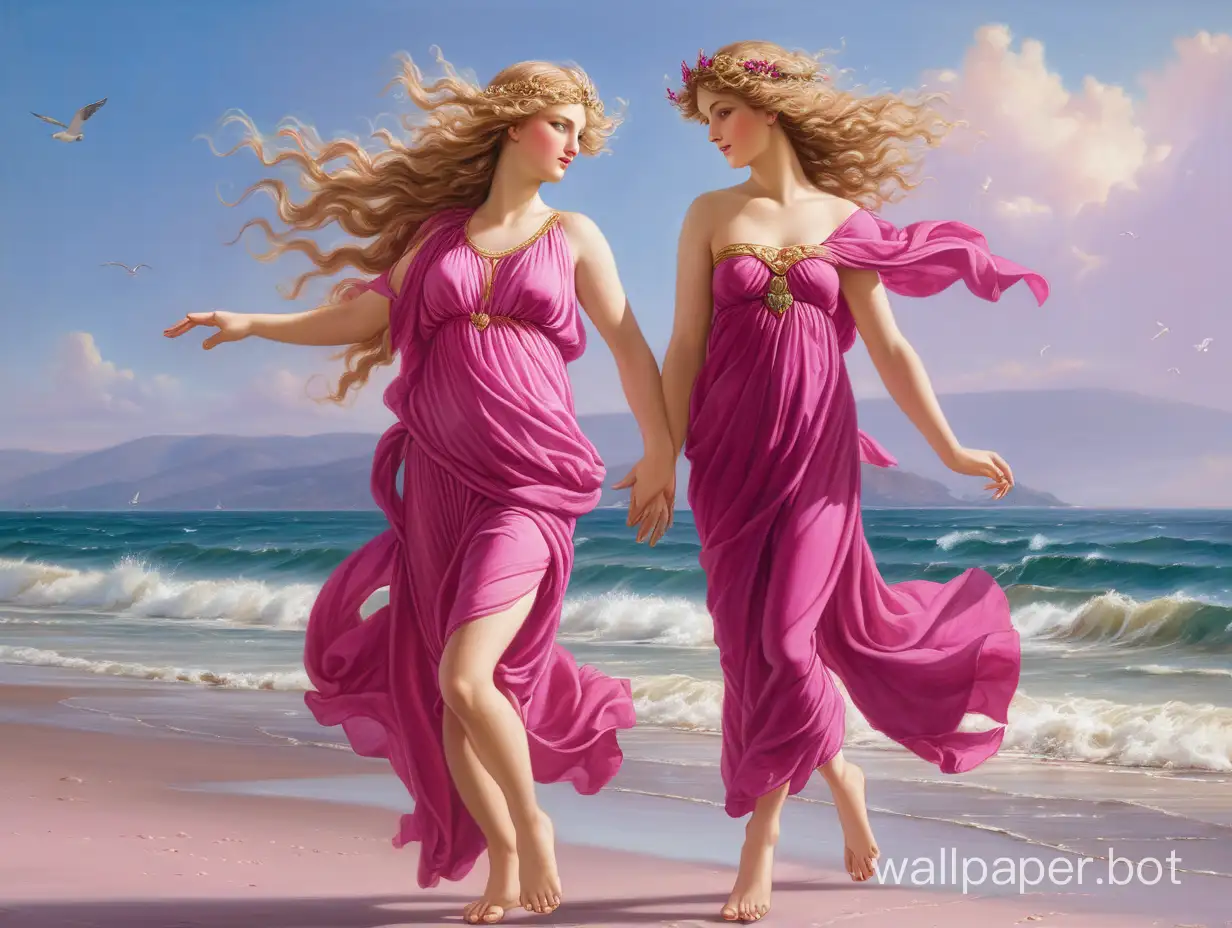 Aphrodite-Strolls-Seaside-in-Fuchsia-Tunic