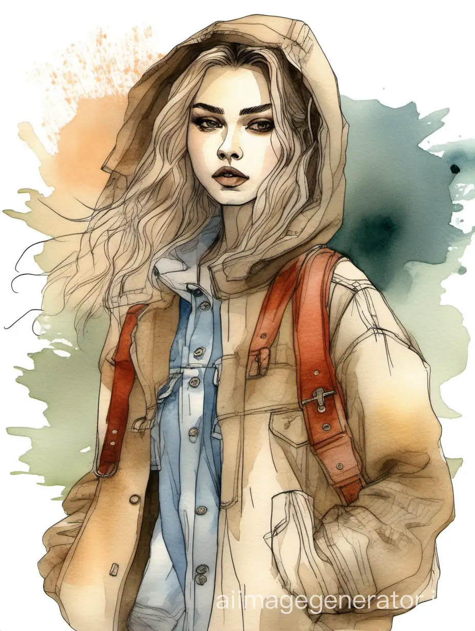 Charismatic-Russian-Woman-Model-in-GhibliInspired-Streetwear-Sketchbook-Watercolor-Portrait