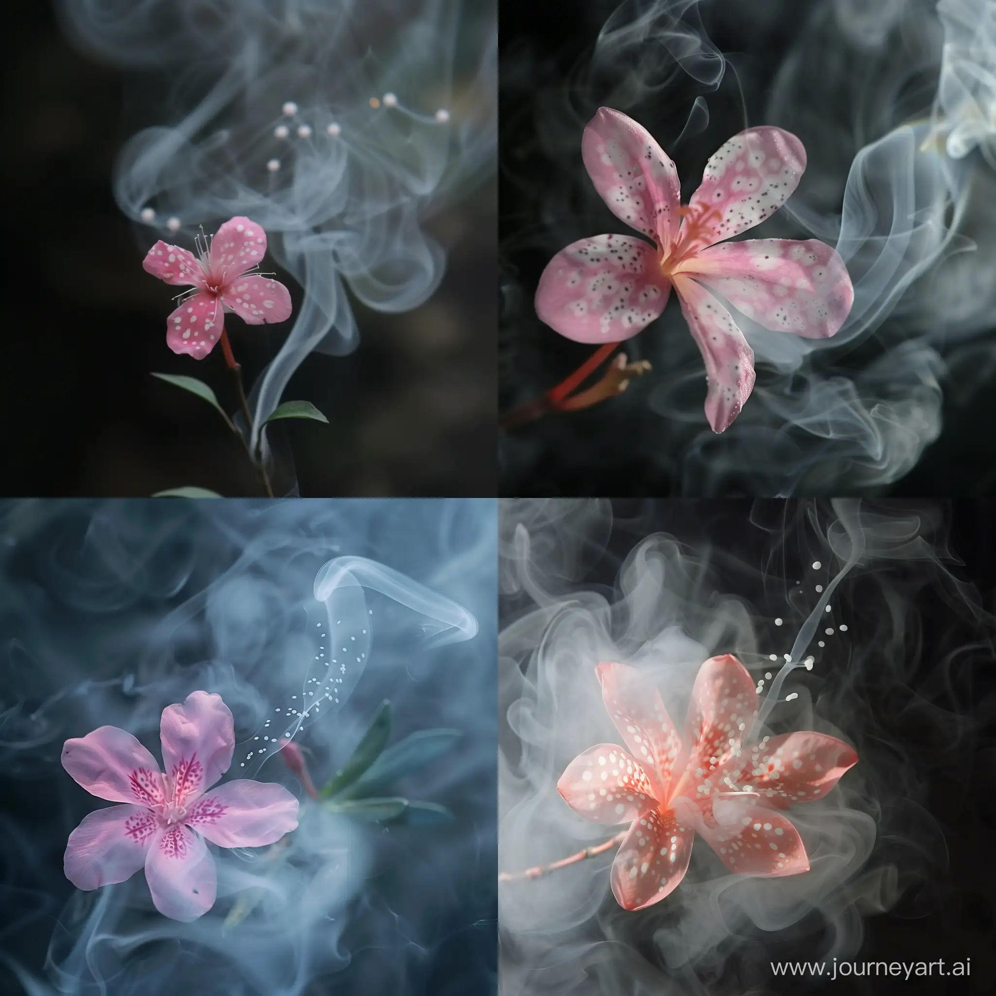 Pink-Flower-with-White-Spots-in-Smoke