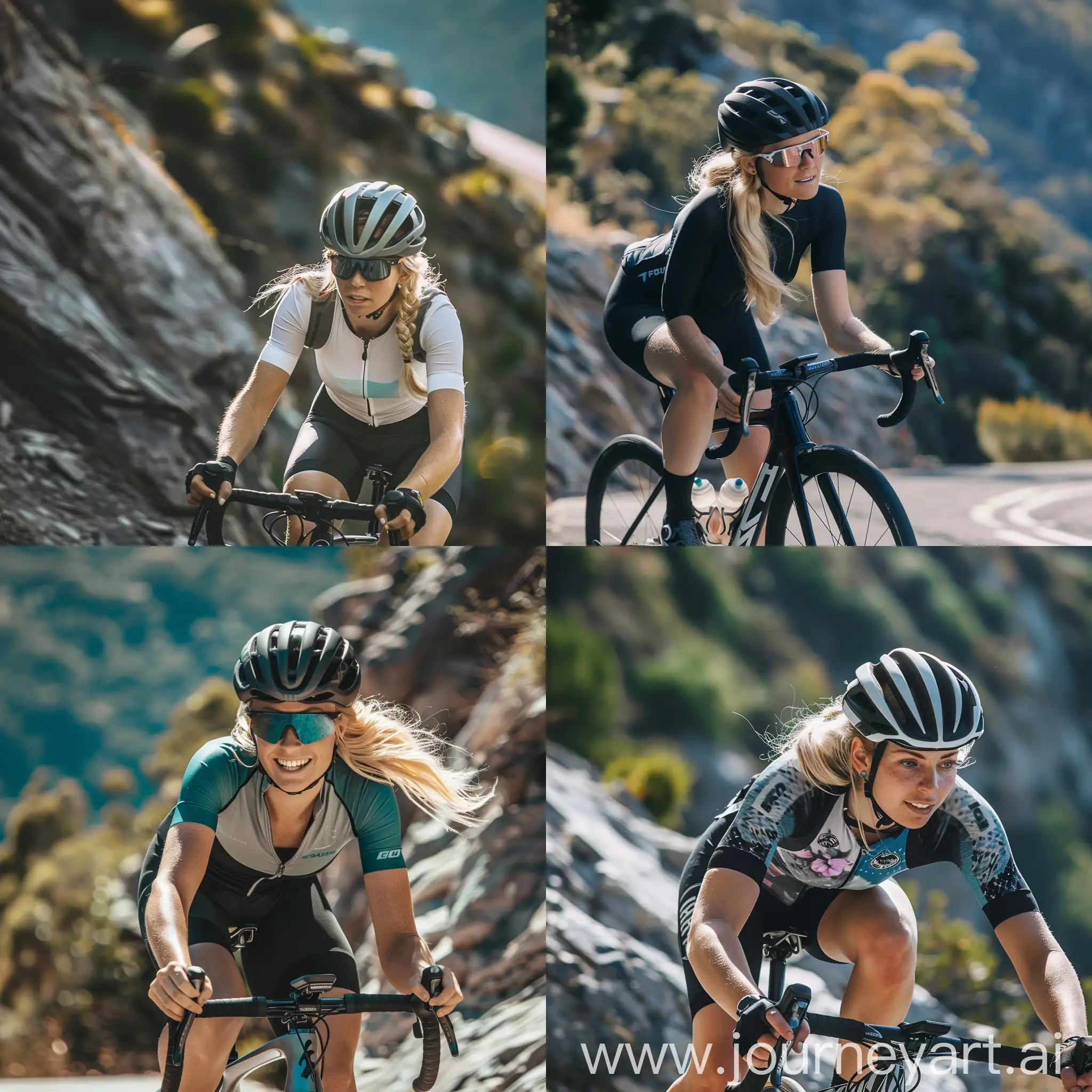 Adventurous-Australian-Blonde-Cycling-Uphill-on-Mountain-Road