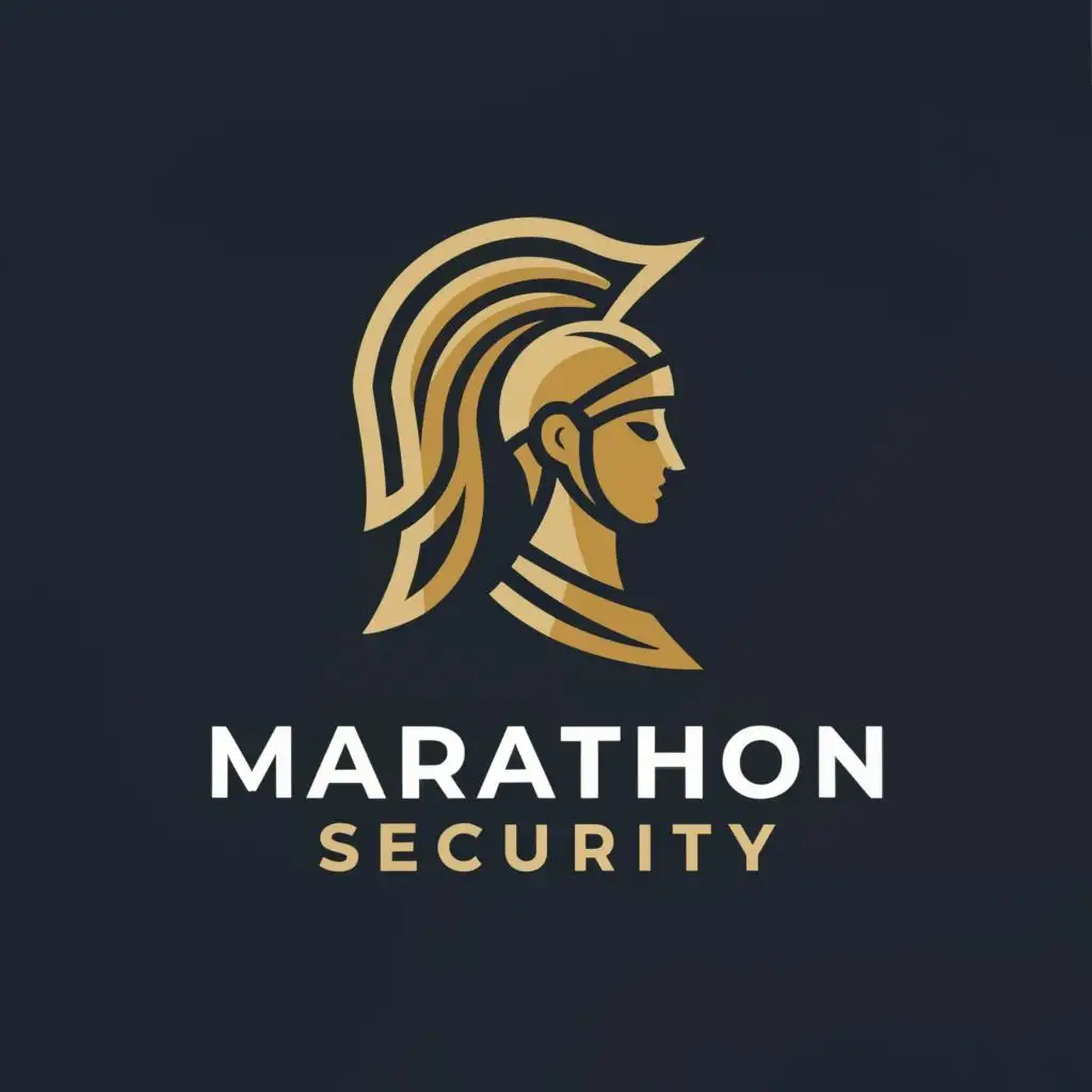 logo, female ancient greek warrior, with the text "Marathon Security", typography, be used in Technology industry