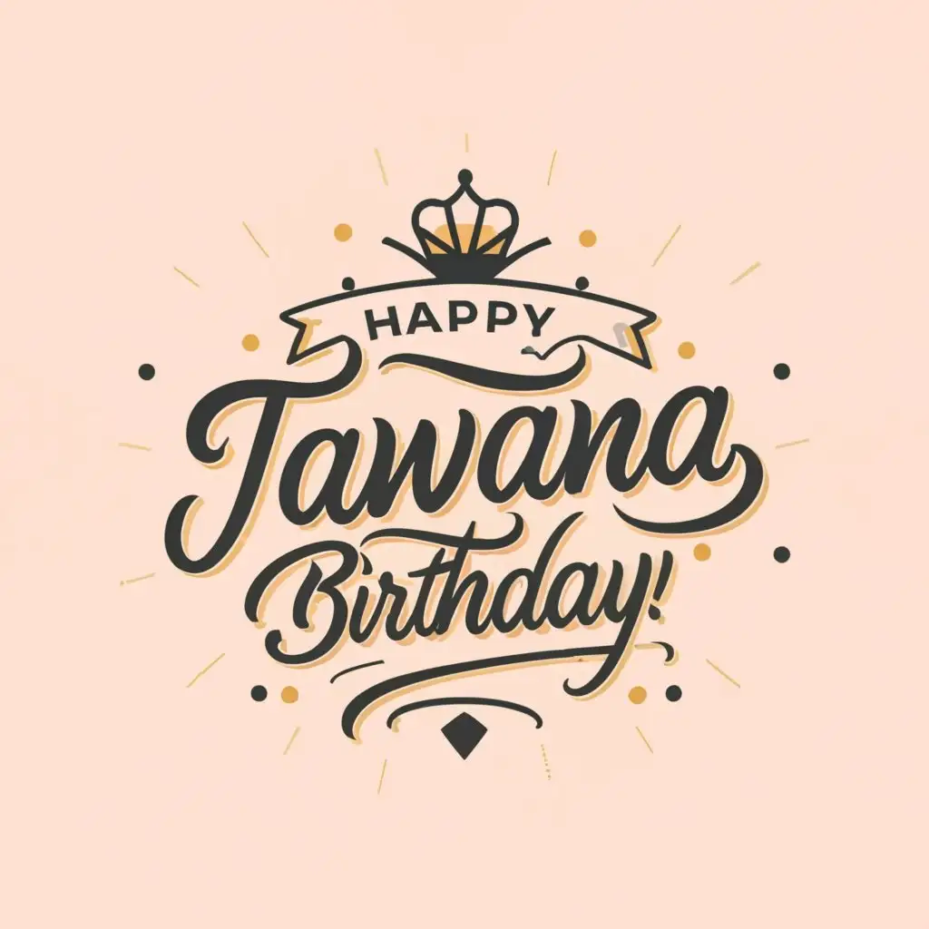 a logo design,with the text "Tawana, Happy 19th Birthday! ", main symbol:royal
,Moderate,clear background