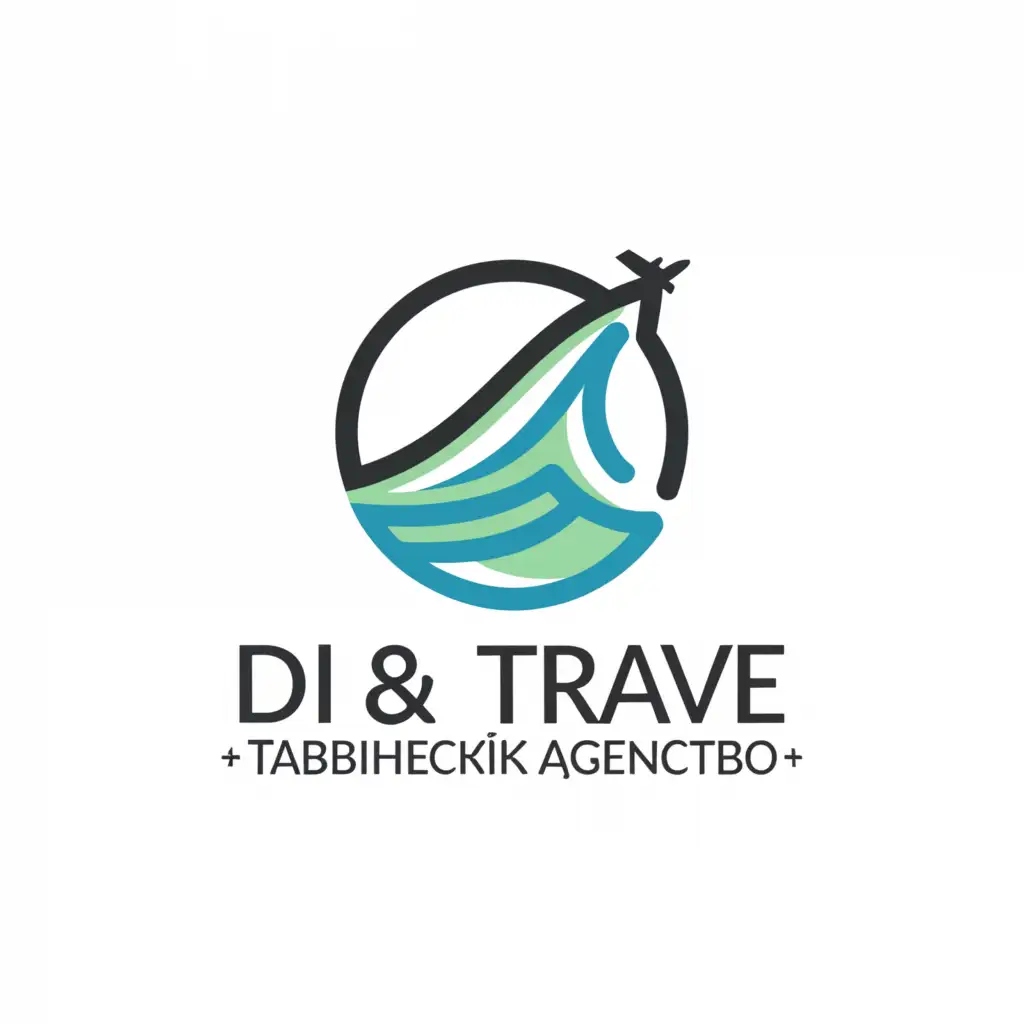 a logo design,with the text "DI & AS TRAVEL
TRAVEL AGENCY", main symbol:SEA, MOUNTAINS, PALMS,Умеренный,be used in Путешествия industry,clear background