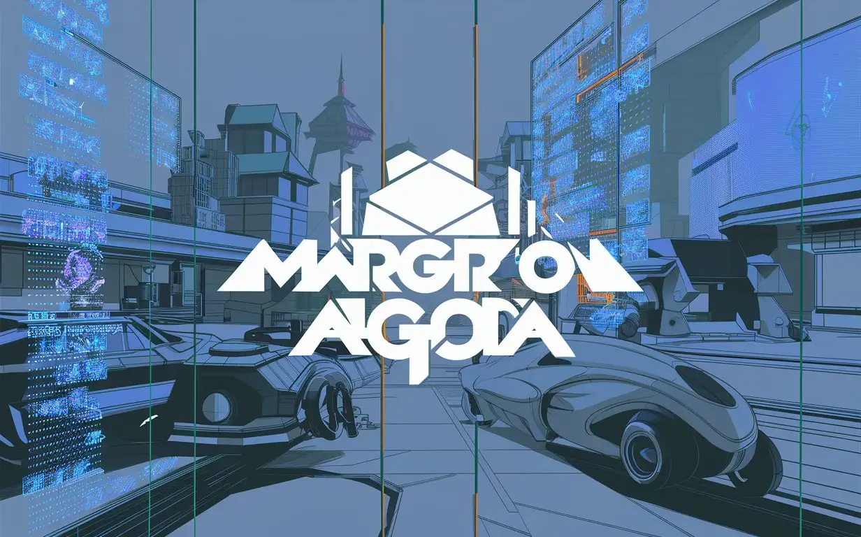 4к разрешение, 4к качество, Аниме стиль, рисованный стиль, стиль интересной стилистикой киберпанка, Игровой фон, игровая стилистика, запоминающиеся, интересный, минималистичный стиль, классический стиль, по середине игровой логотип: Margron Agora