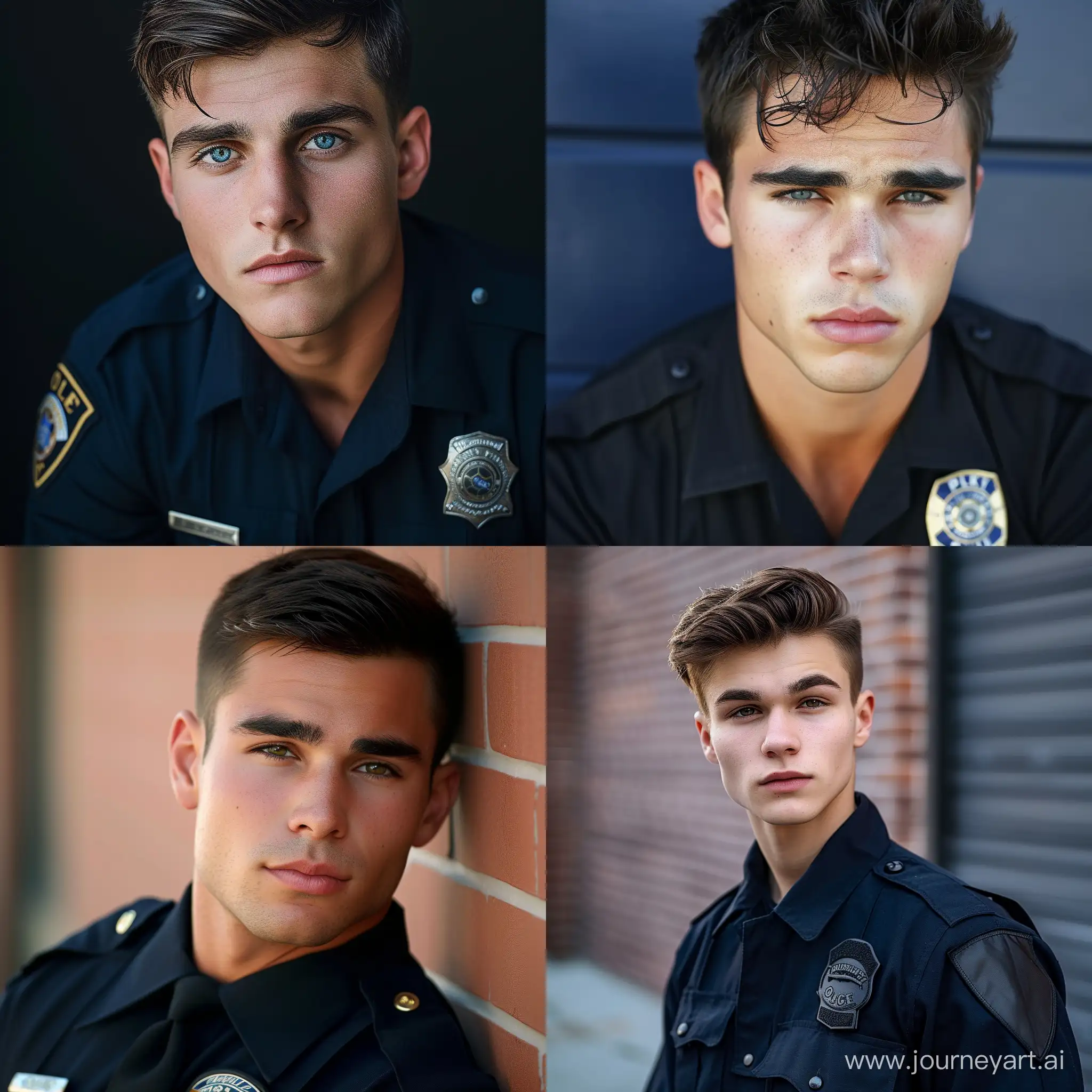 Medium-shot photo of an Attractive 19-year-old male cop