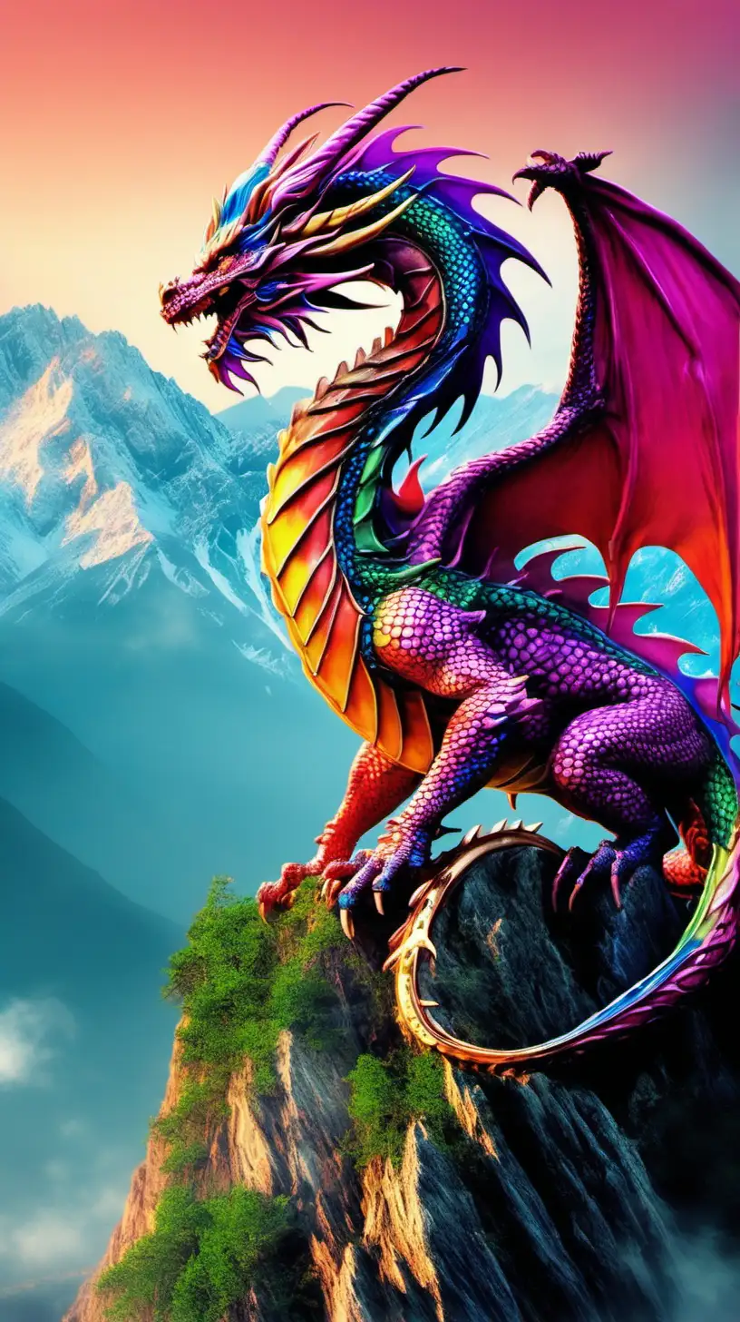colorful dragon, mountains


