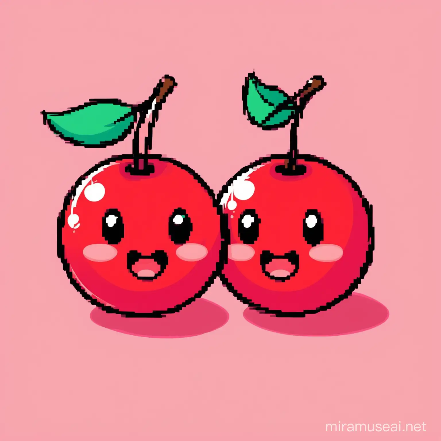 Adorable Cherry Couple Vibrant Vector Digital Illustration