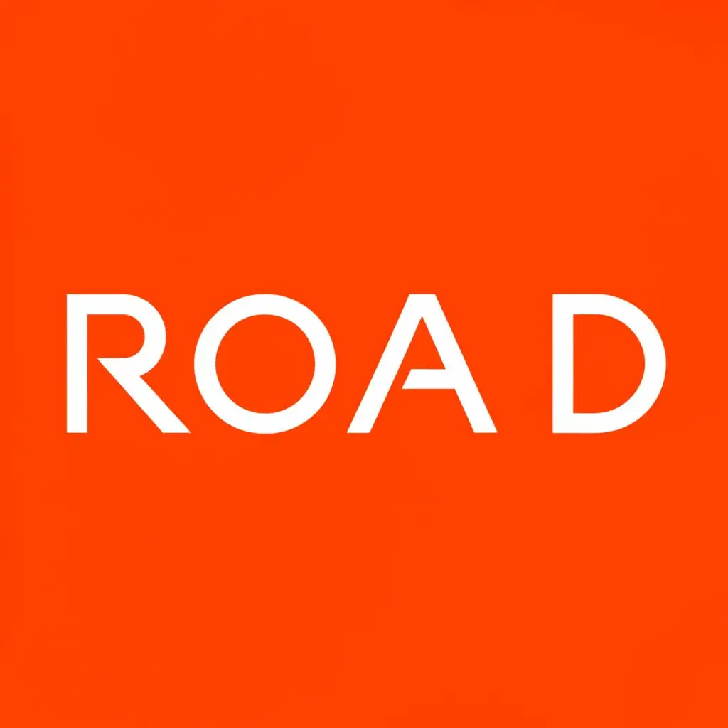 a logo design,with the text "ROAD", main symbol:Simple lines, natural, background in single color, orange-red color bottom white text, easy to understand, with high-level design features.,Moderate,be used in Internet industry,clear background