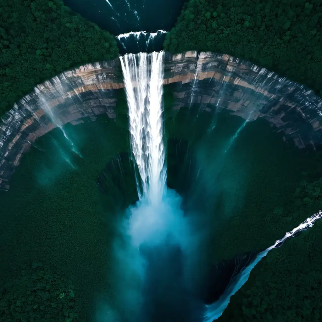 Breathtaking Aerial View of Majestic Waterfall