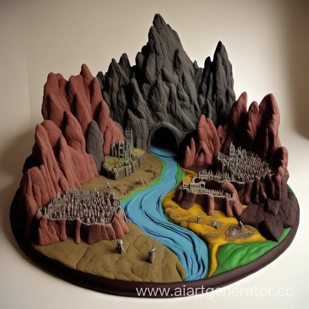 Fantasy-Plasticine-Middleearth-Diorama-Vibrant-Sculpted-Landscape-of-Imaginary-World