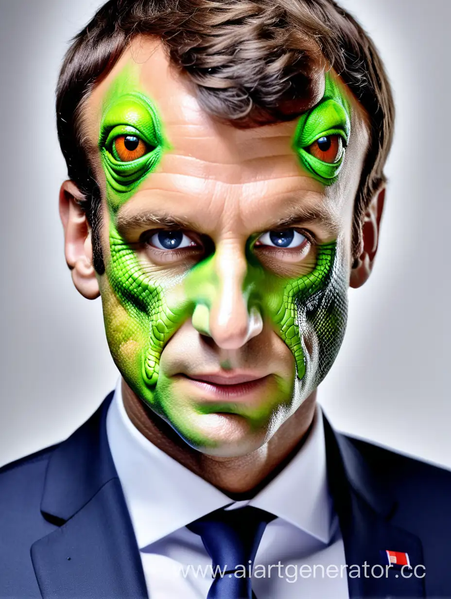 macron is transforming into a reptilian alien