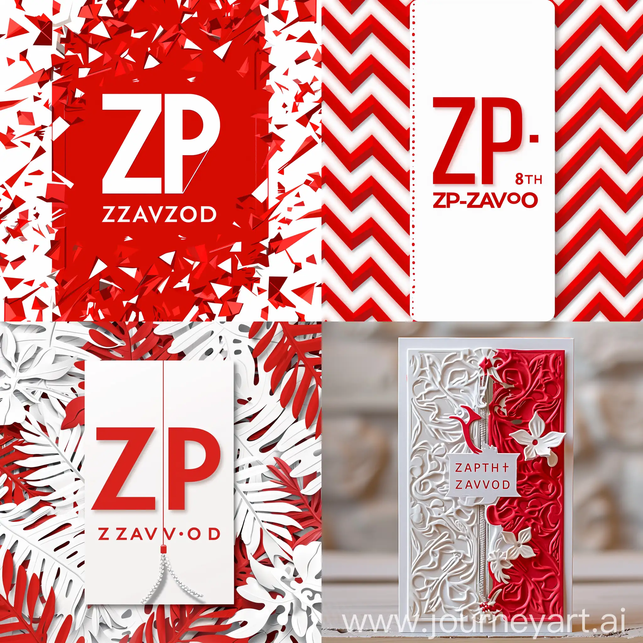 Создай открытку на 8 марта , с красными и белыми тонами для партнеров компании ZIP ZAVOD