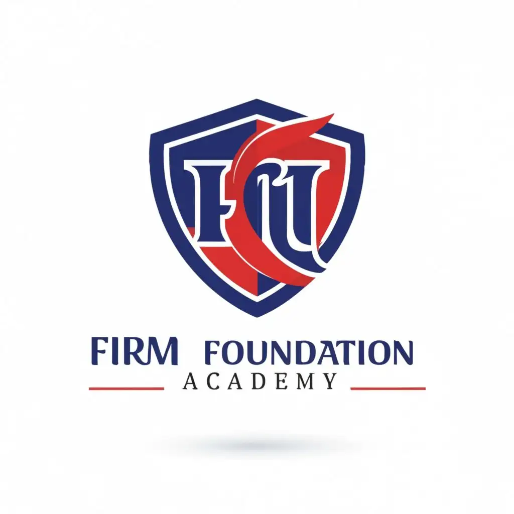 logo, Company Slogan: Diligent in Learning
Company Colors: Royal Blue and Red
Logo should look like a school badge, with the text "Firm Foundation Academy", typography, be used in Education industry