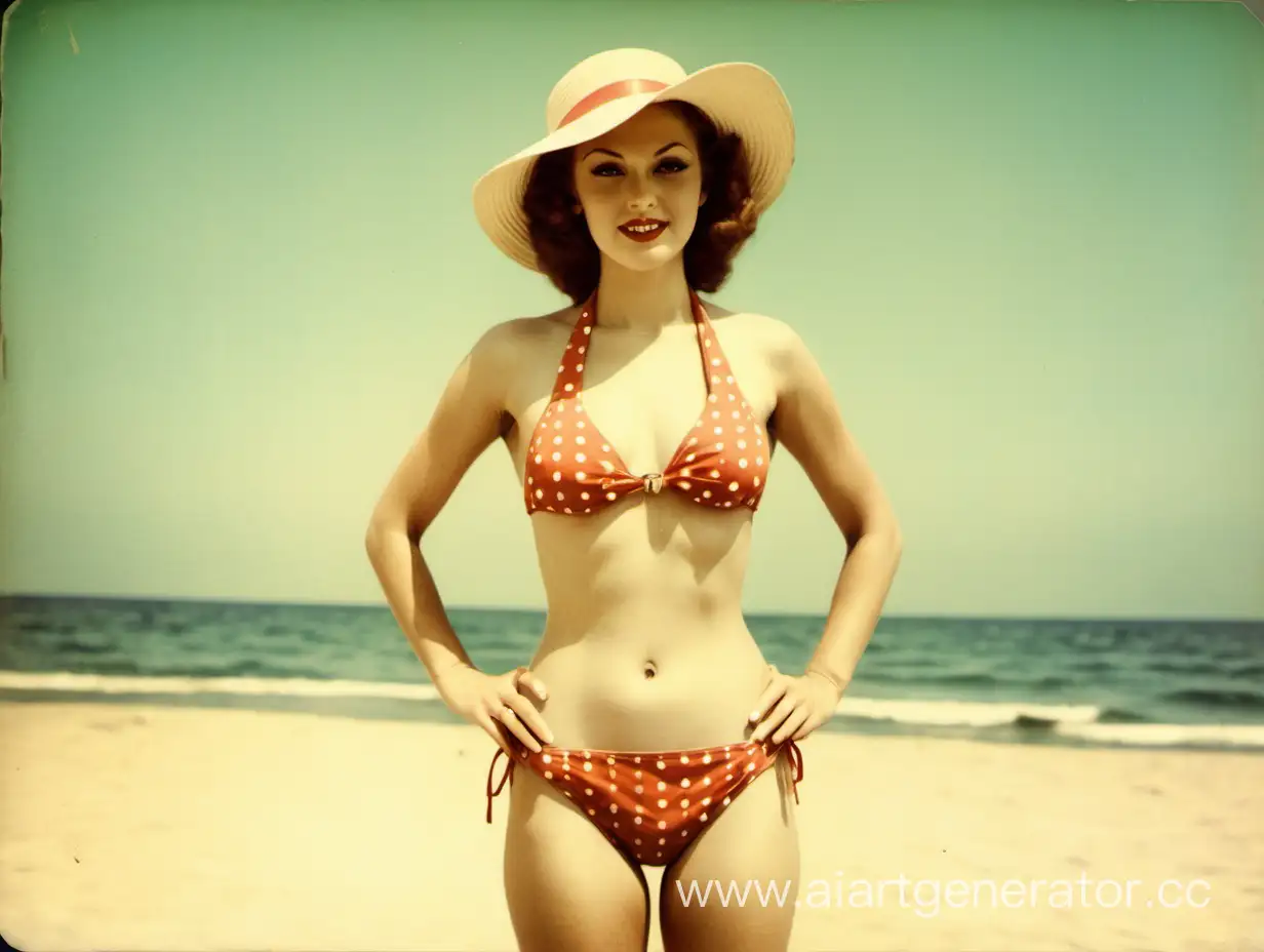 retro photo of a woman in a bikini