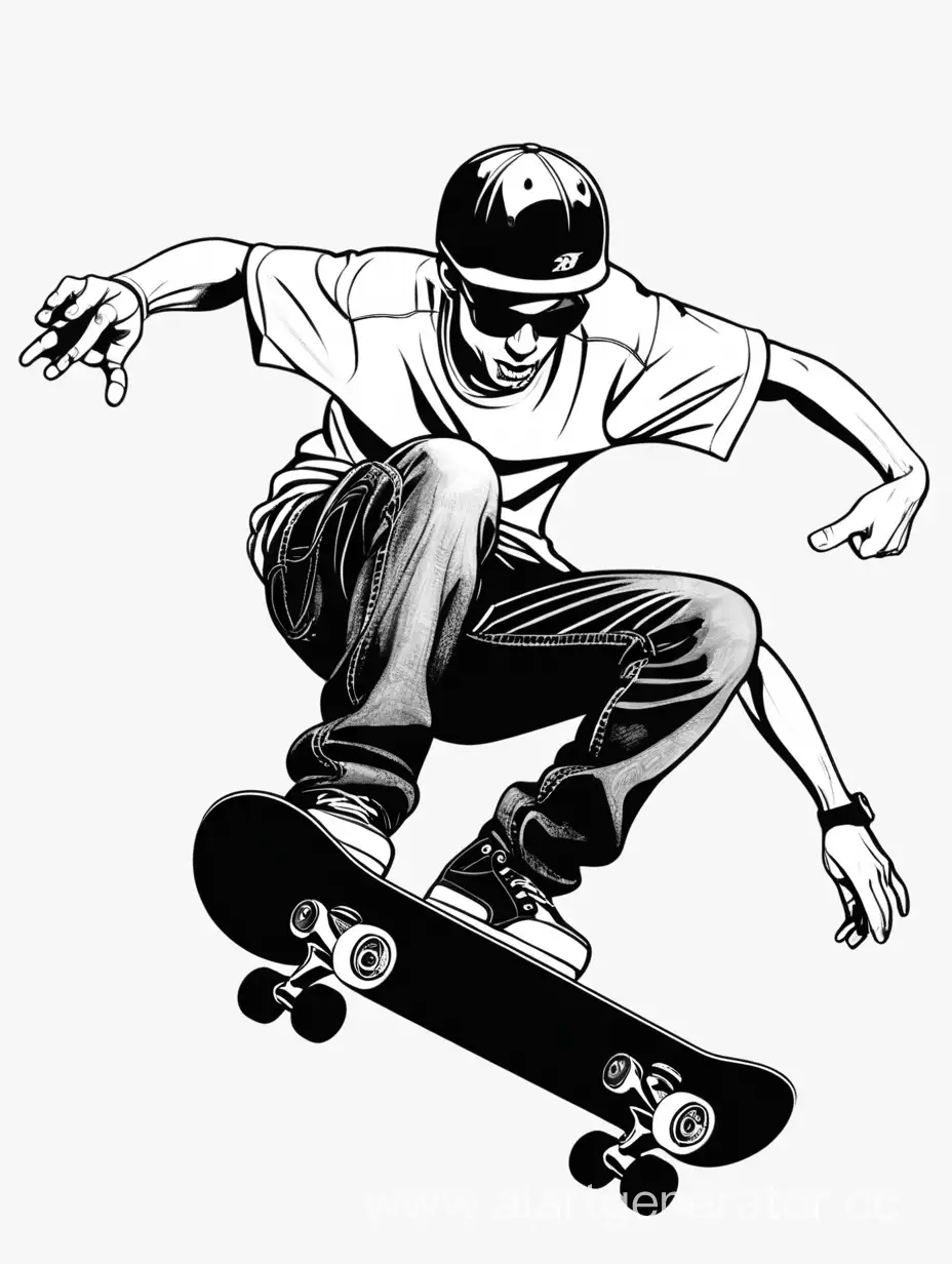 Urban-Skateboarder-Performing-Tricks-on-White-Background