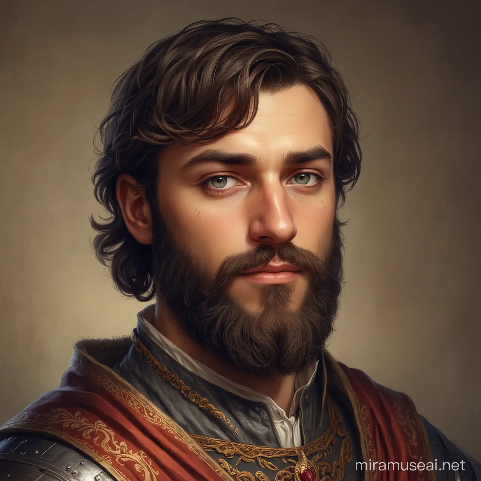 Medieval Nobleman with Distinctive Beard and Eyebrows
