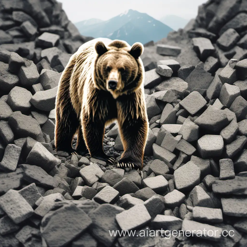 медведь под завалами камней
