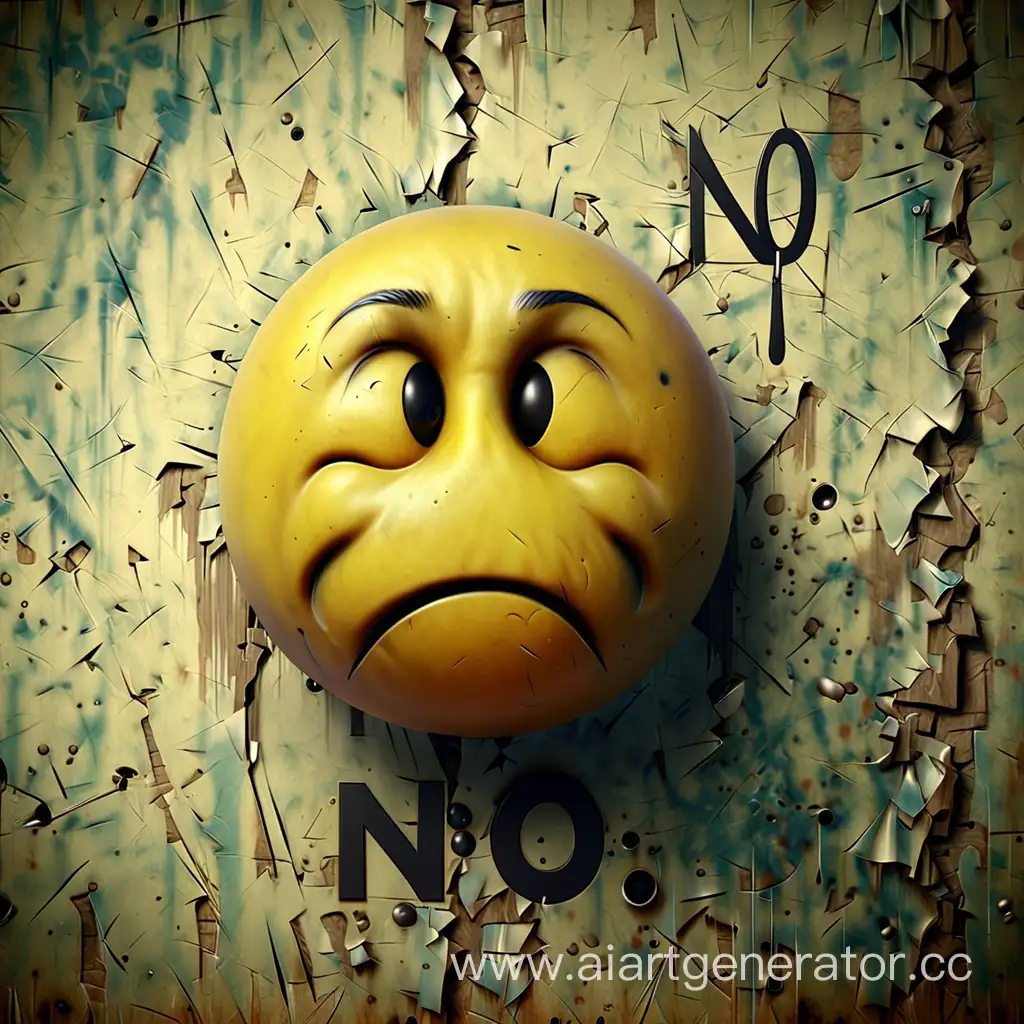 грустный смайл с надписью "no"