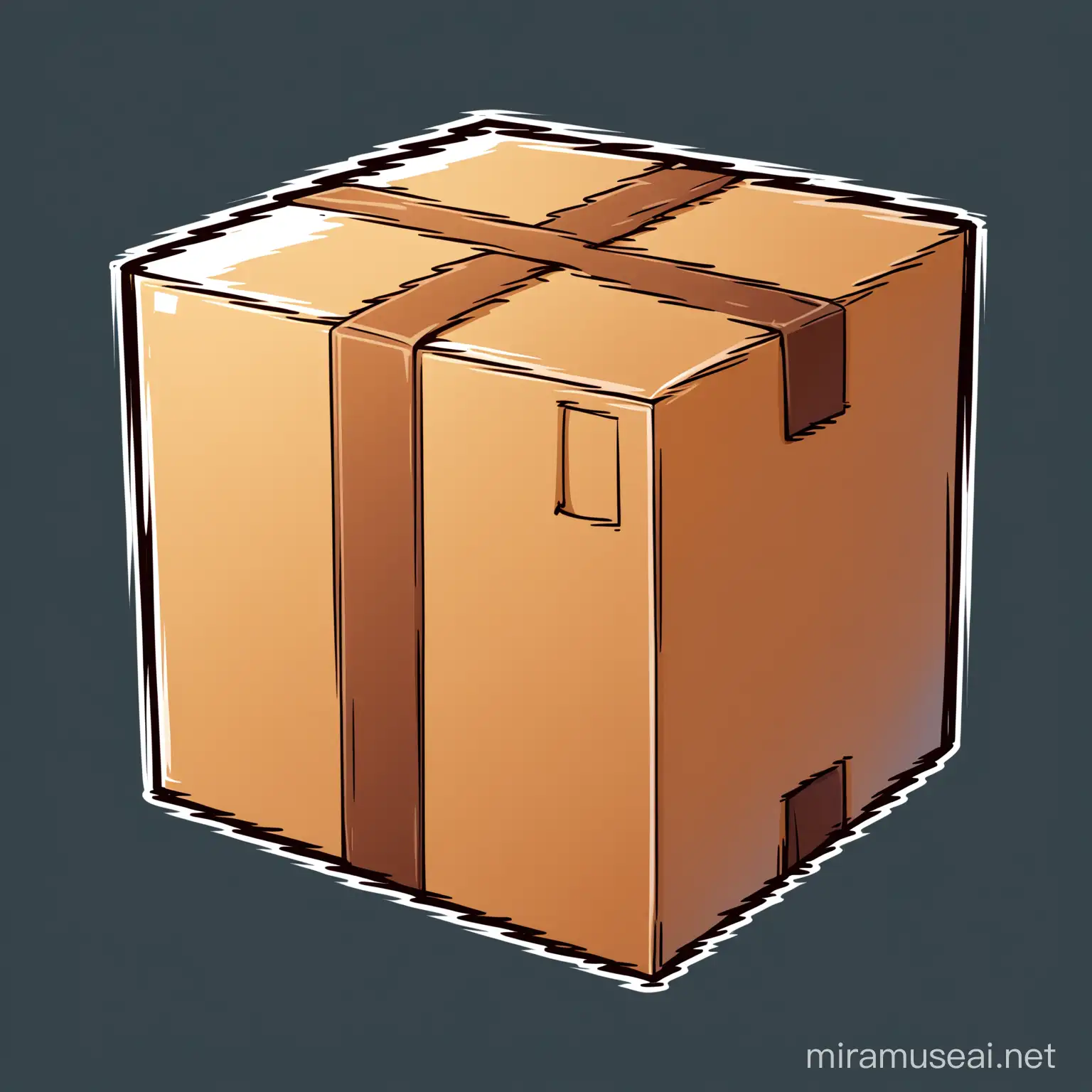 A cartoon drawing of a thick box with a transparent background