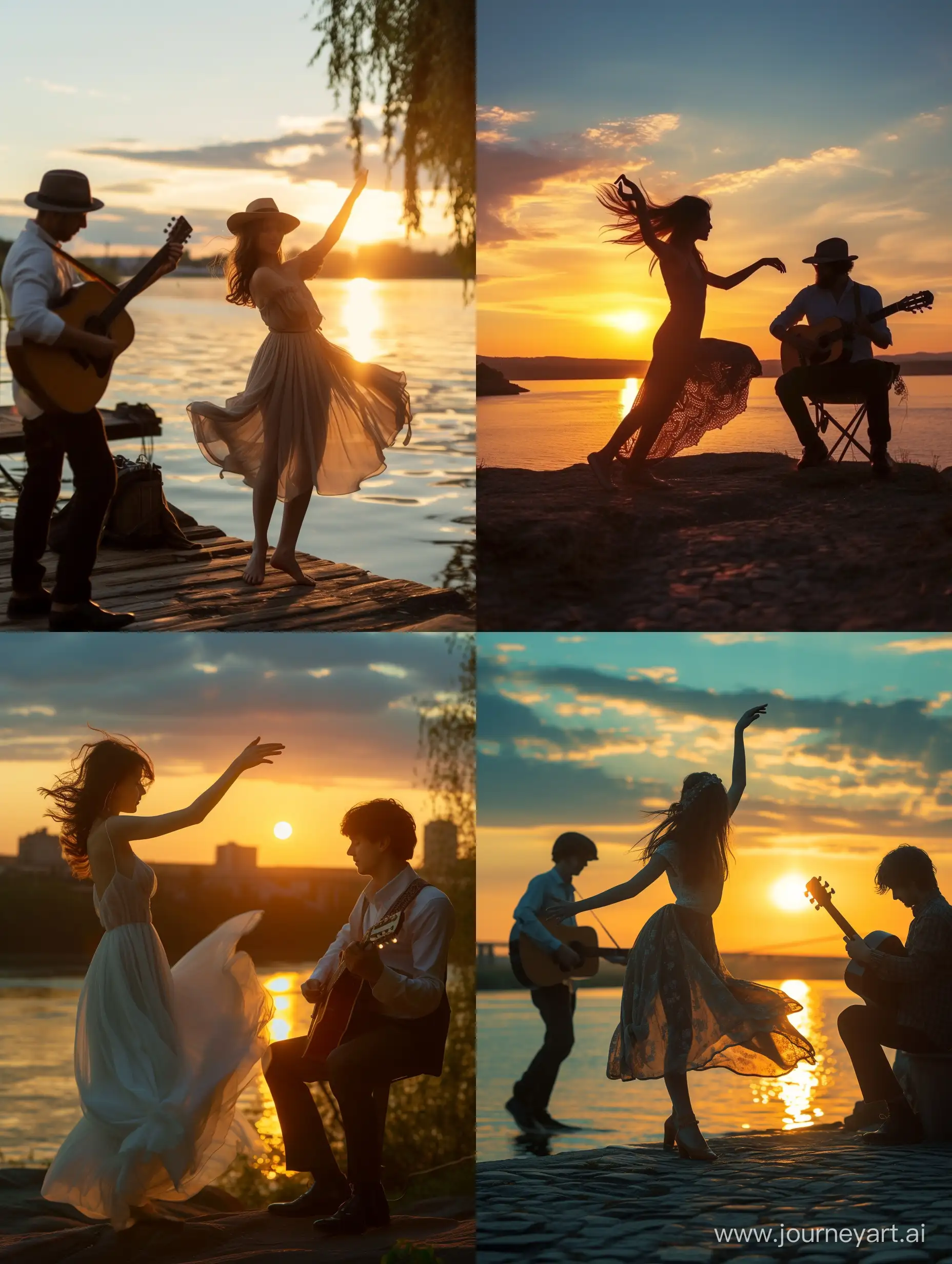 Graceful-Sunset-Dance-Enchanting-Moment-with-Melodic-Guitar-Serenade