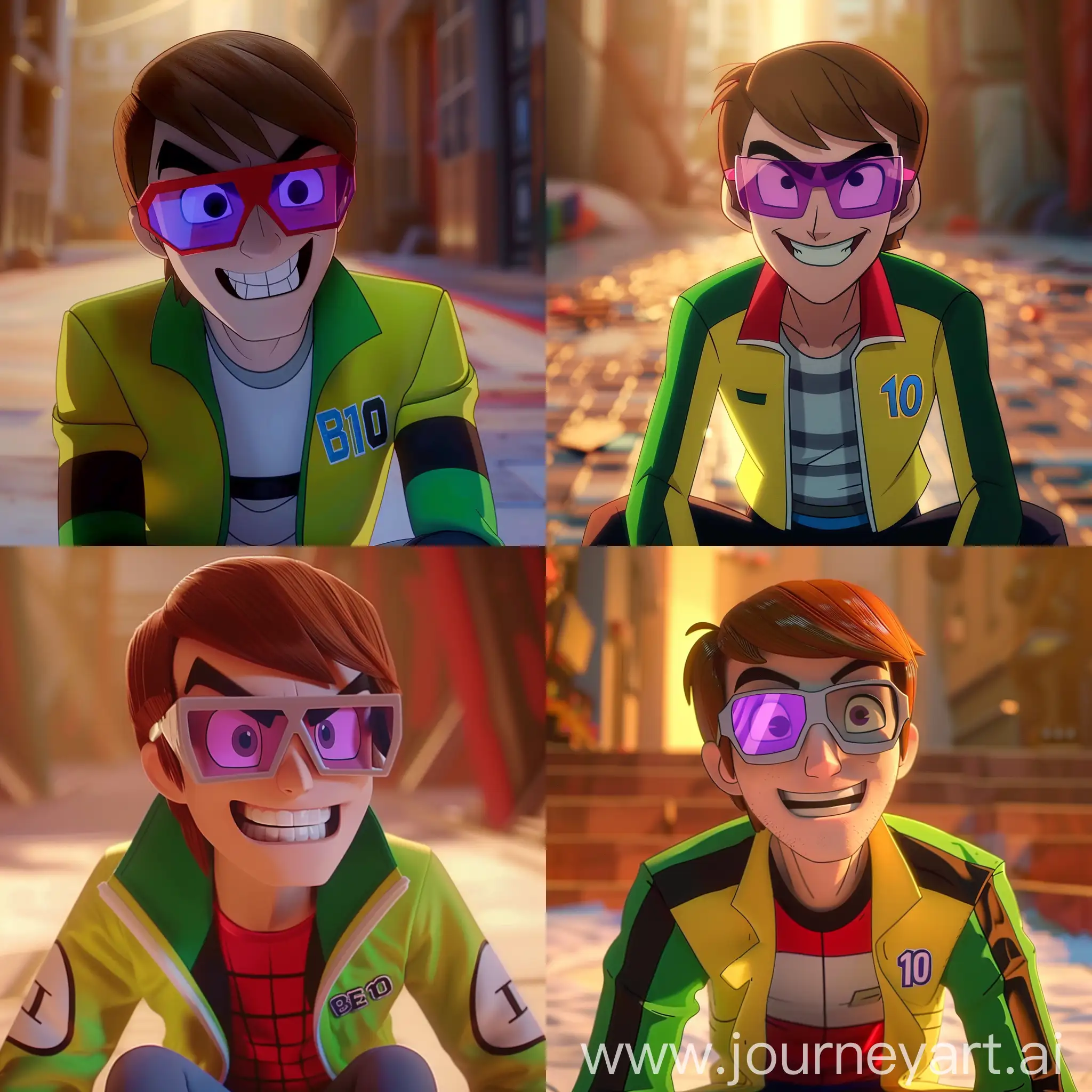 Smirking-Ben-10-Animated-Character-in-Yellow-Jacket-with-Purple-and-Grey-Glasses