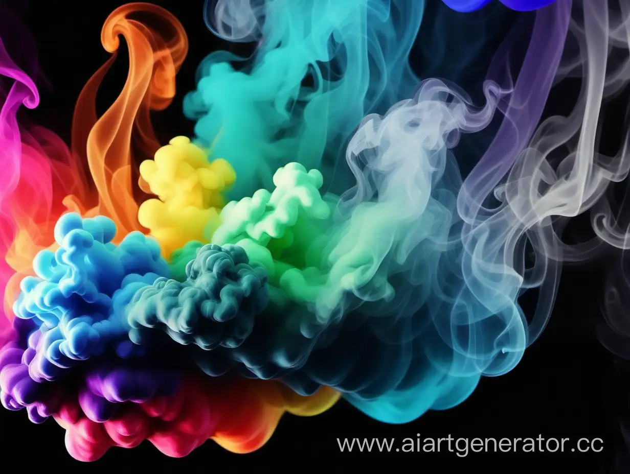 background of smoke of a vibrant watercolorful picture of paint with multicolors and a rainbow colored, 4k