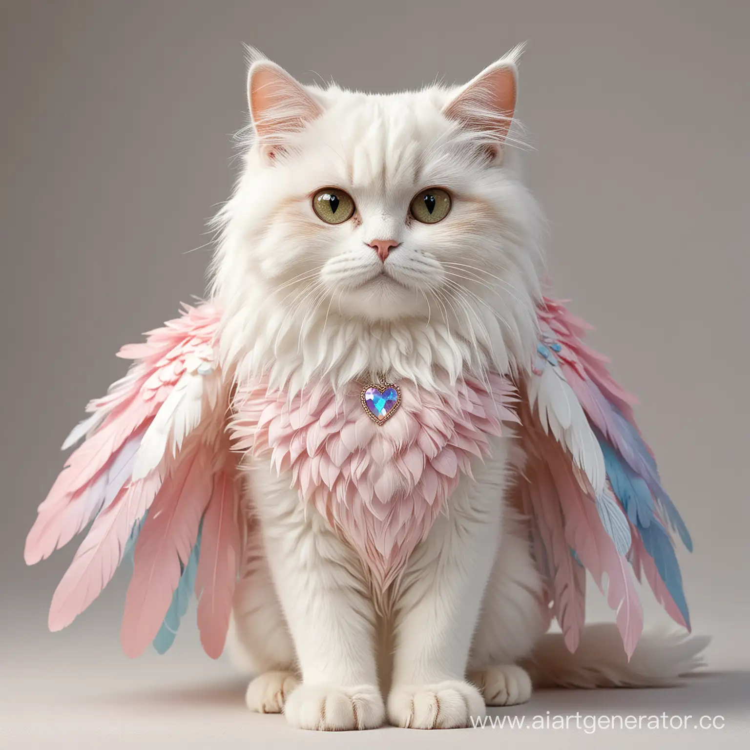 Iridescent-White-Cat-with-Rainbow-Wings-in-Flight