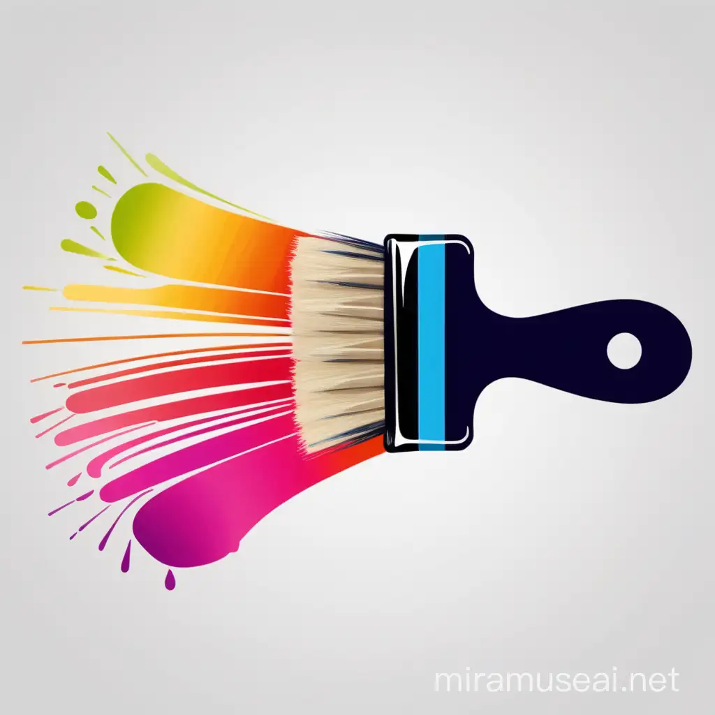 Vibrant Abstract Paintbrush Icon with Bold Colors and Curved Bristles