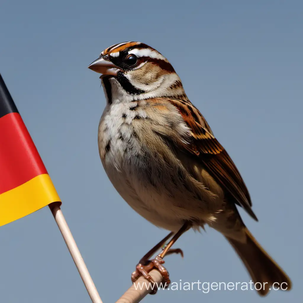 Воробей, фон флаг Германской Демократической Республики