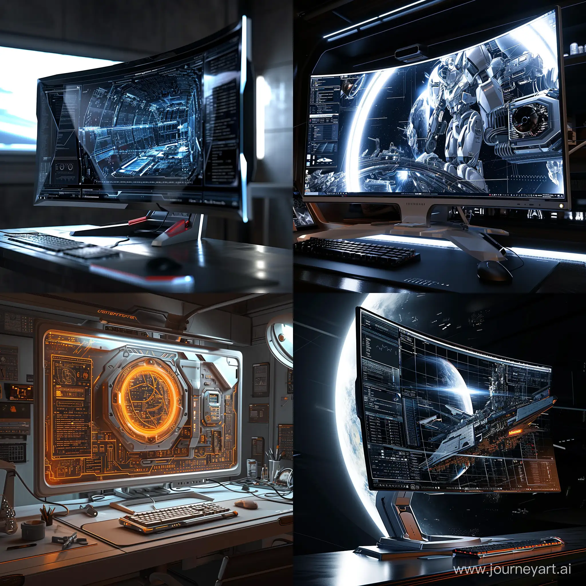 Ultra-futuristic PC monitor, ultra-perfect perspective, for artstation, for DeviantArt, ultra-science fiction --v 6