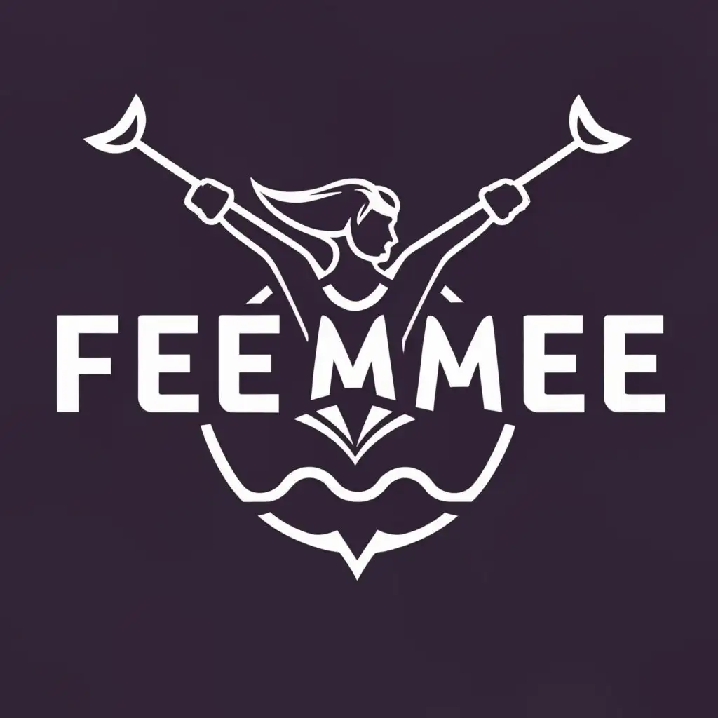 a logo design,with the text "FEEEMEE", main symbol:woman, boat, waves, hands, heart, together, charity, ,Moderate,be used in Nonprofit industry,clear background