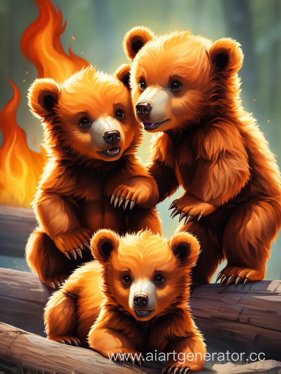 Energetic-Fiery-Bear-Cubs-Playful-Encounter
