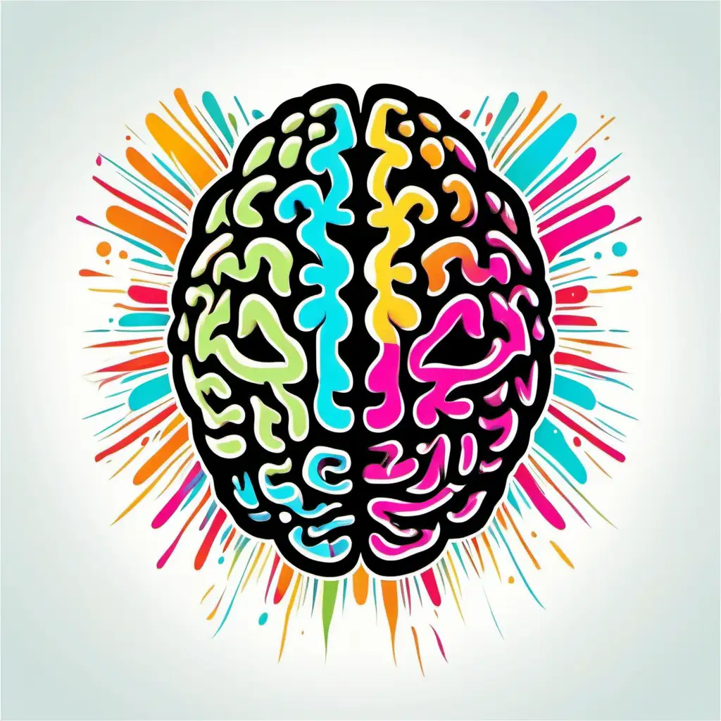 A brain.

Style: vivid colour and emotional.
Mood: Energetic.

T -shirt design graphic, vector, contour, solid colours. White background.