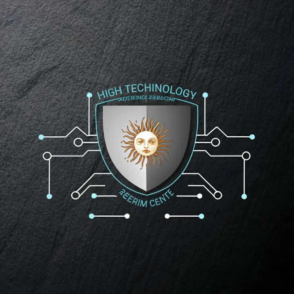 a logo design,with the text 'High Technology Cybercrime Research Center', main symbol:Technological shield with the Argentine flag,Minimalist,be used in Technology industry,without backround. Use slogan 'Seguridad Digital para garantizar la seguridad nacional'