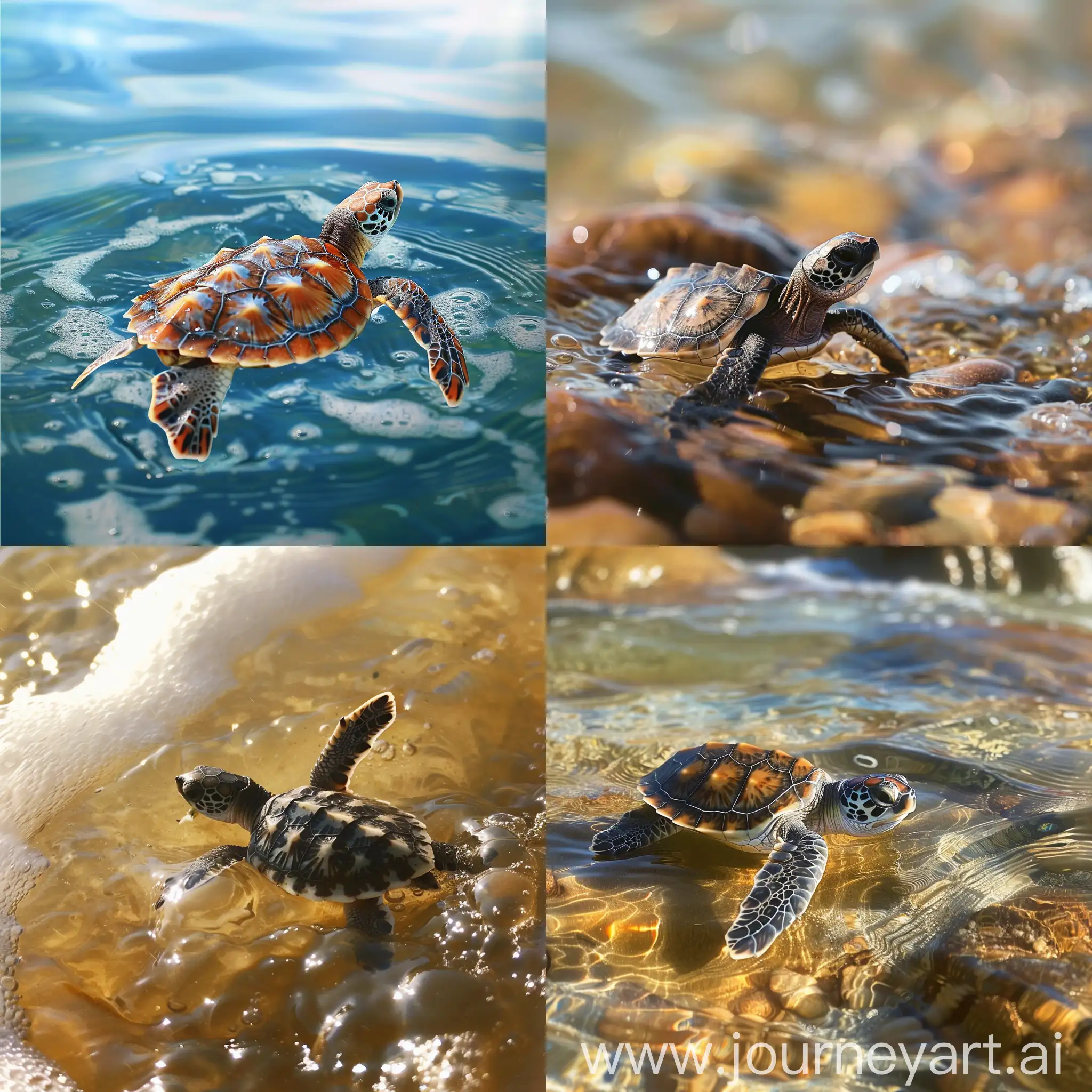生成一只在海洋水地的小乌龟