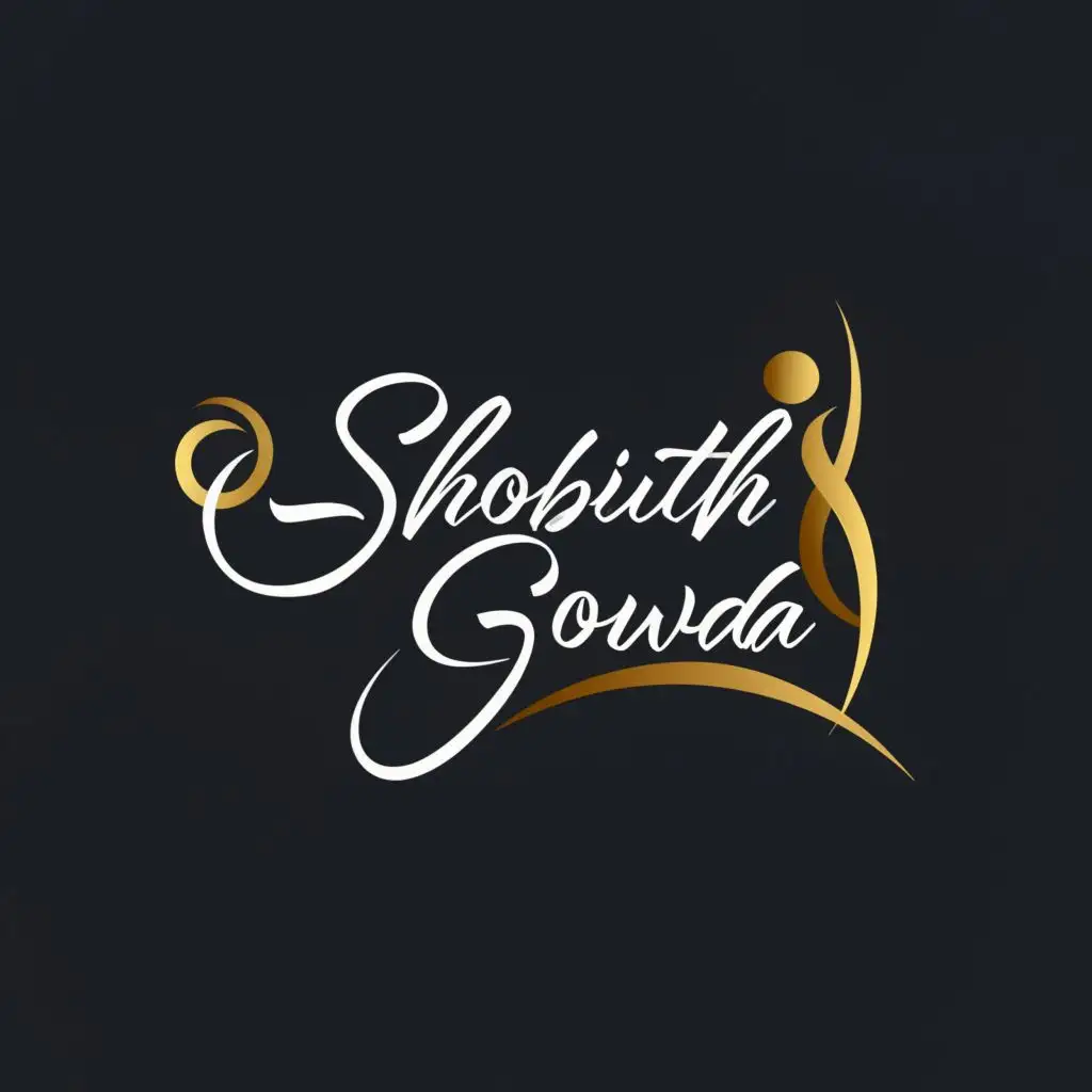 logo, human, with the text "Shobith Gowda", typography