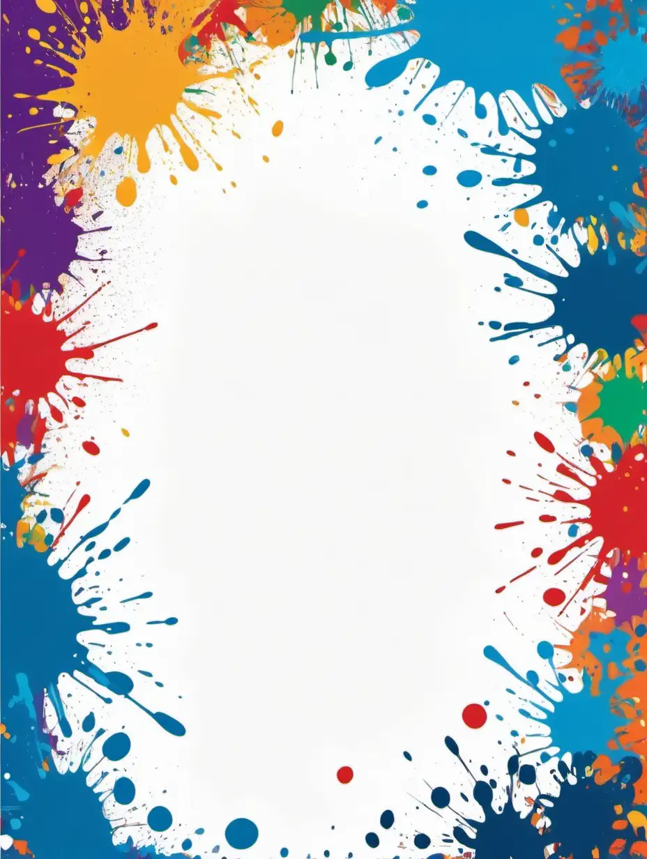 vector paint scattered splashes border with large, blank middle section