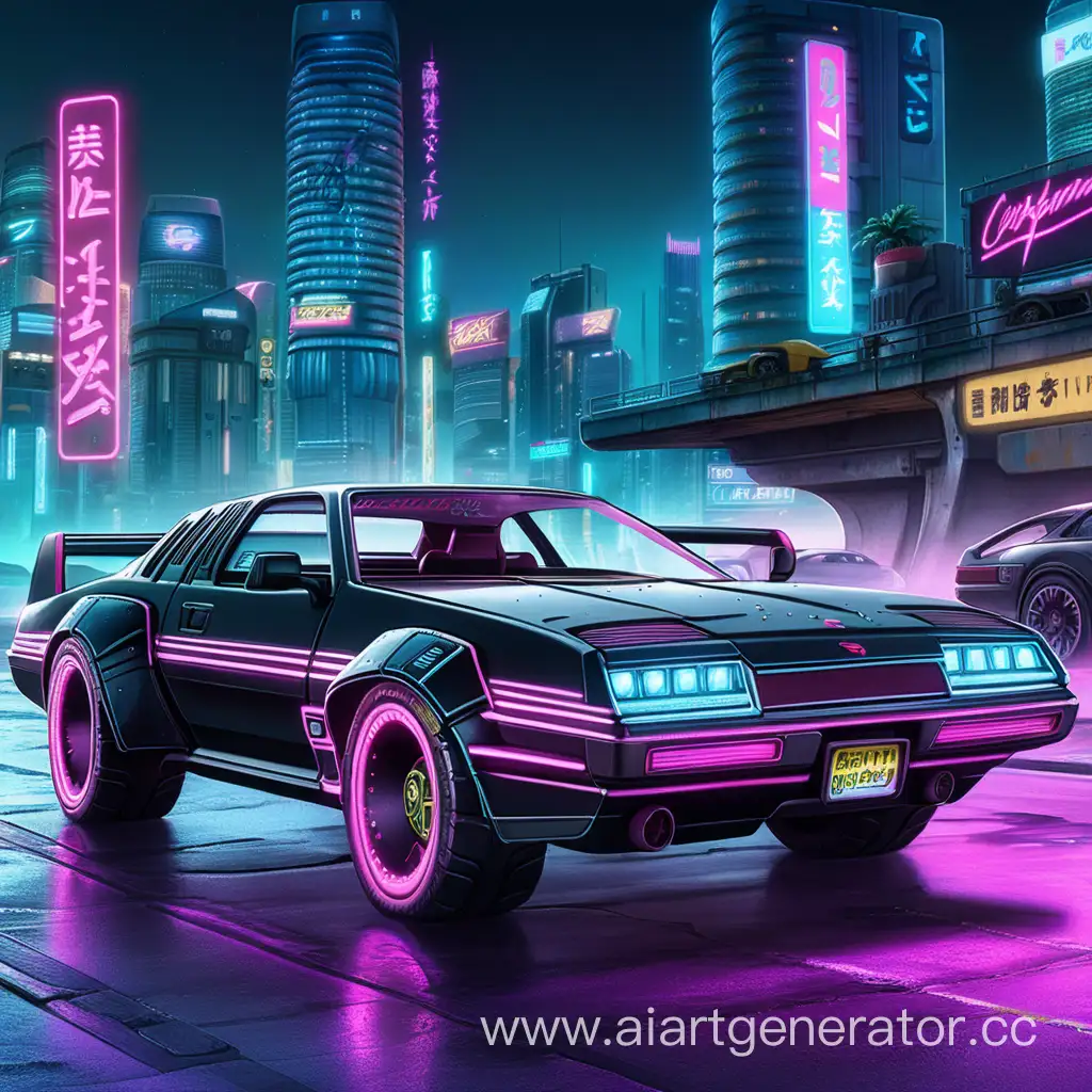  old car concept cyberpunk 2077 night city anime style painting