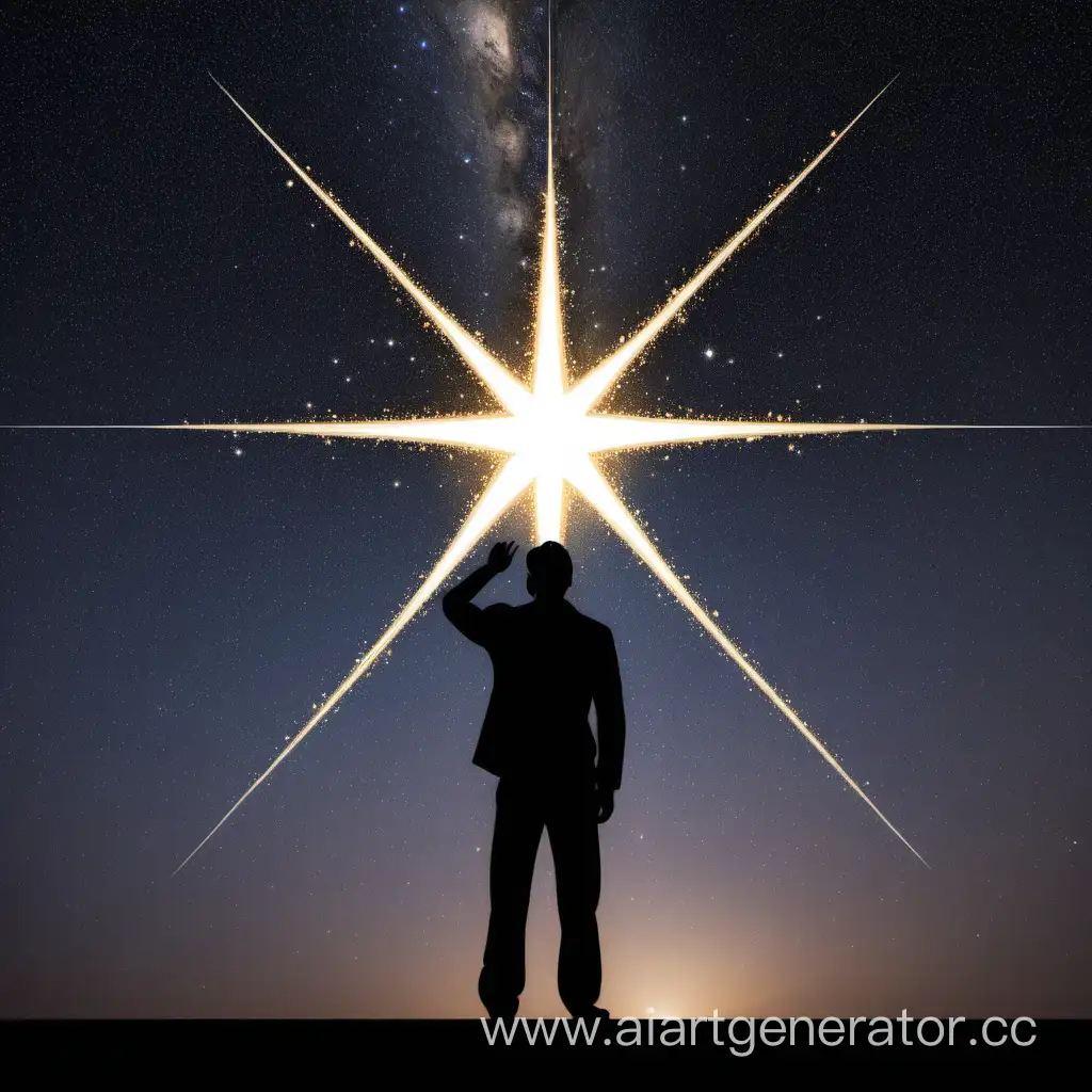 Человек смотрит на звезду указывающая ему путь