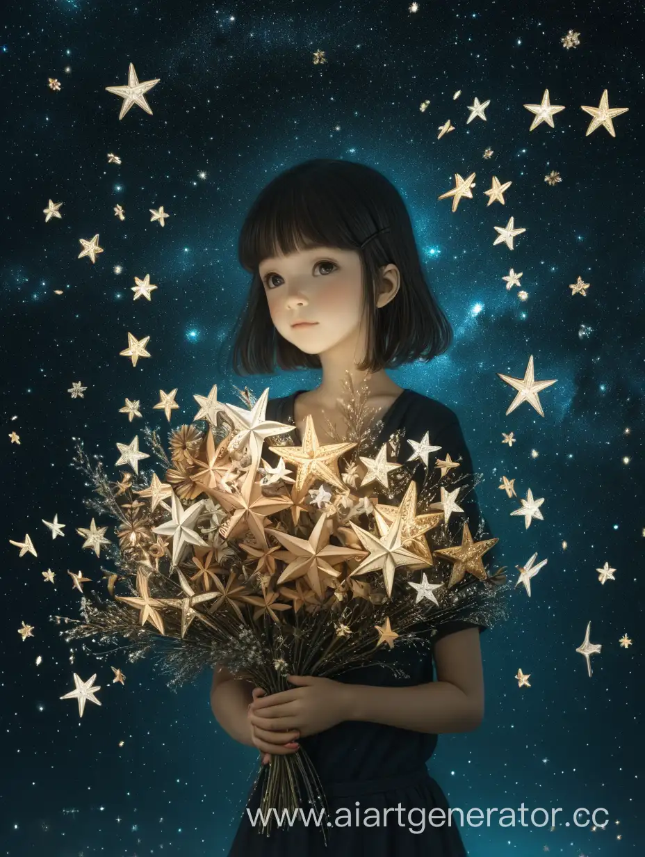 Girl-Holding-a-Giant-Bouquet-of-Stars