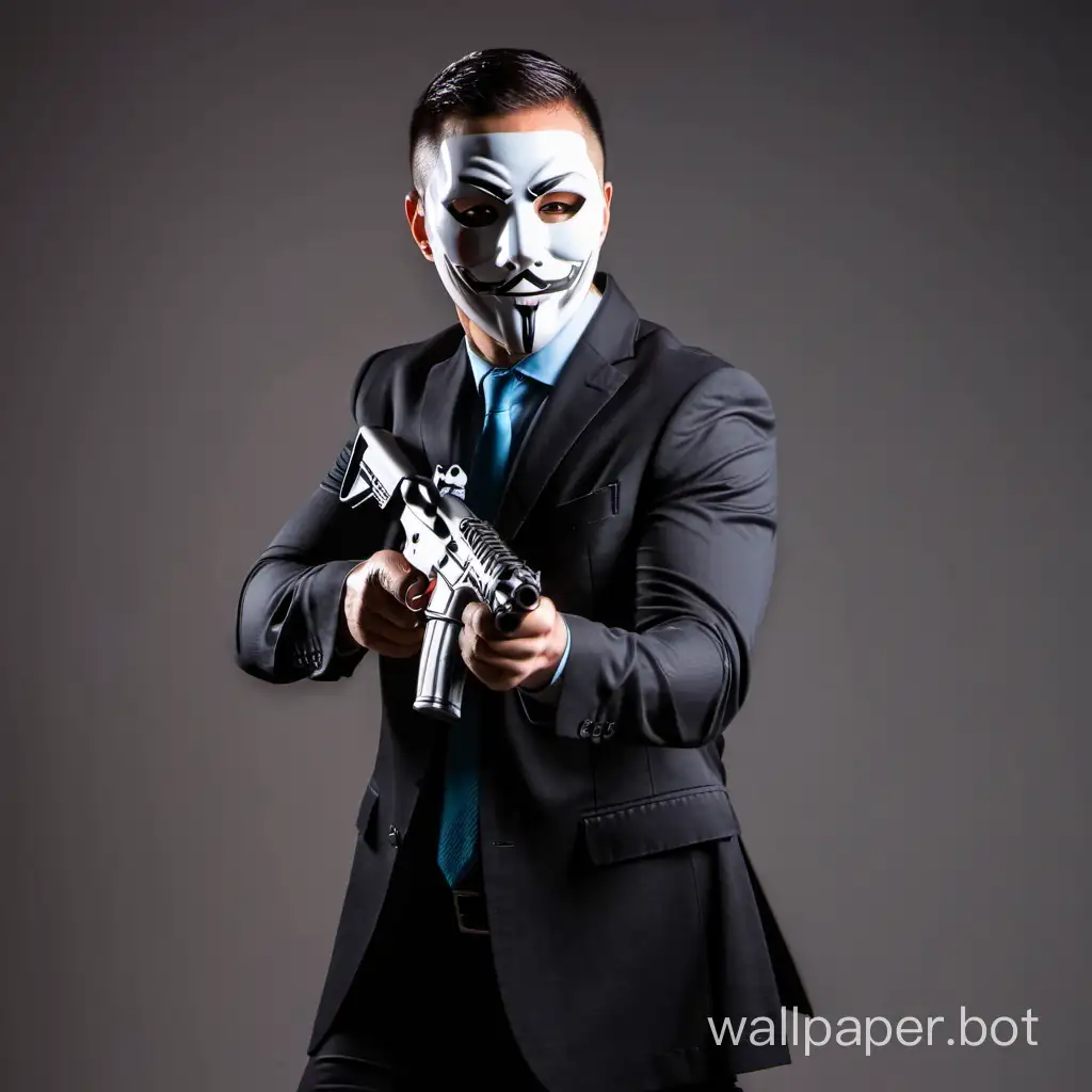 Man with mask and gun who is on the hunt 