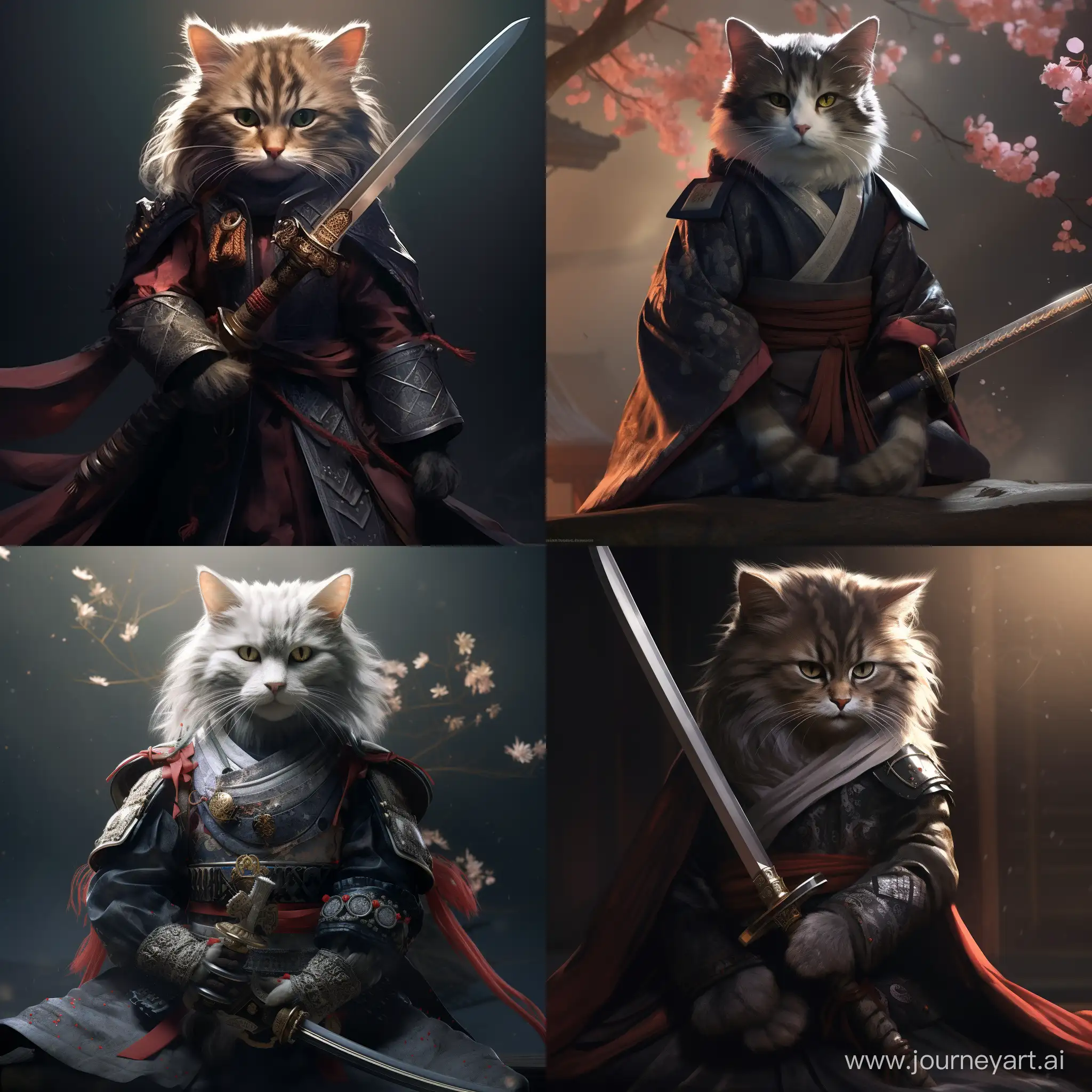 Artistic-Samurai-Cat-Sword-Sculpture