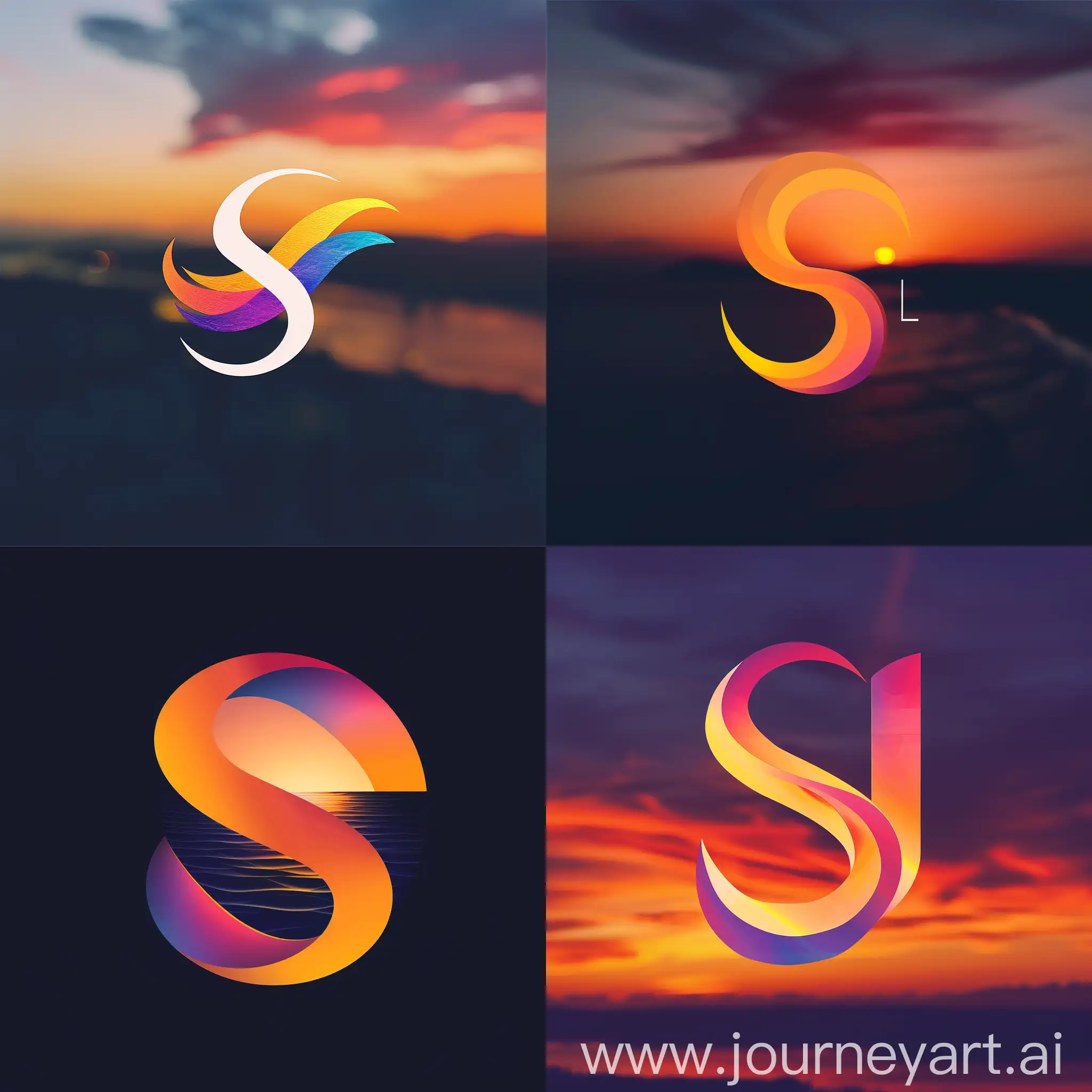 Абстрактный логотип "SL", в виде переливающихся цветов на фоне солнечного заката, символизирующий красоту и эмоции, --s 200