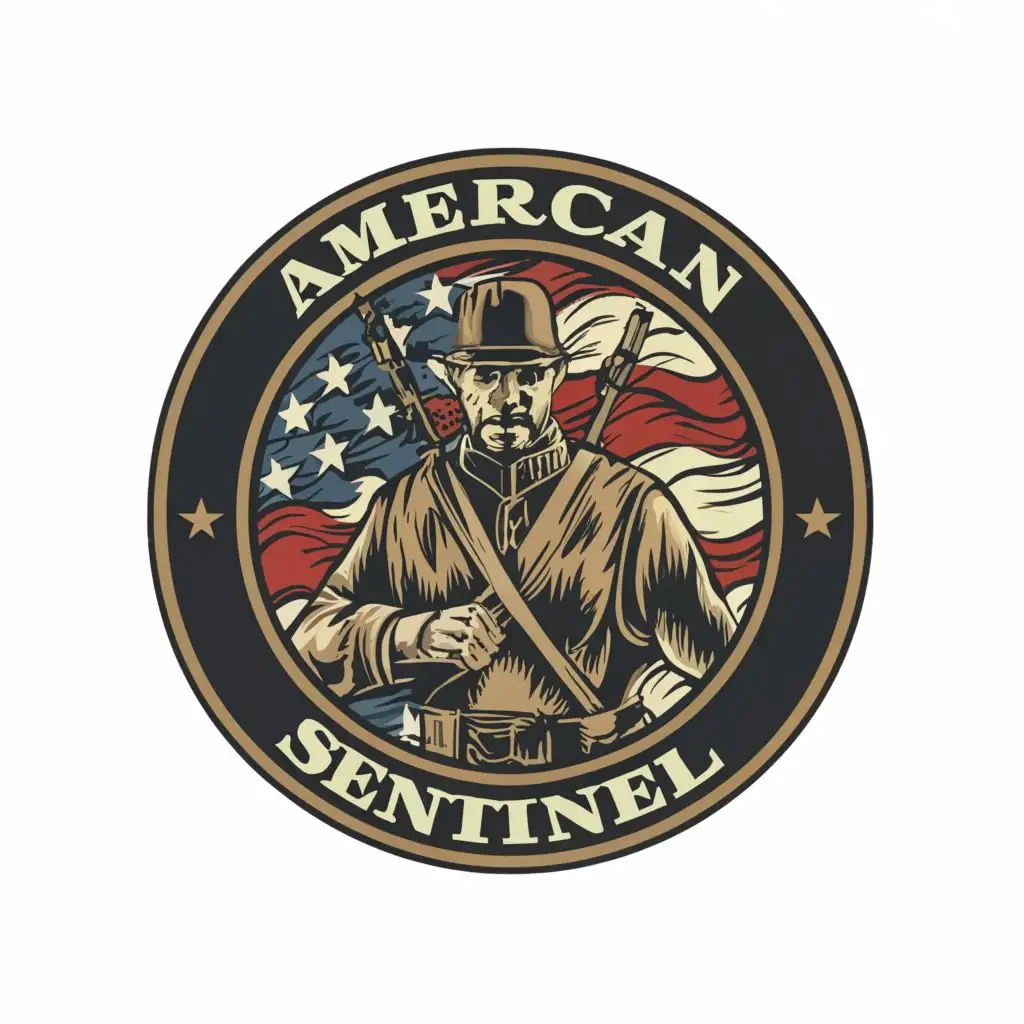a logo design,with the text "American Sentinel", main symbol:Civil war soldier,complex,clear background