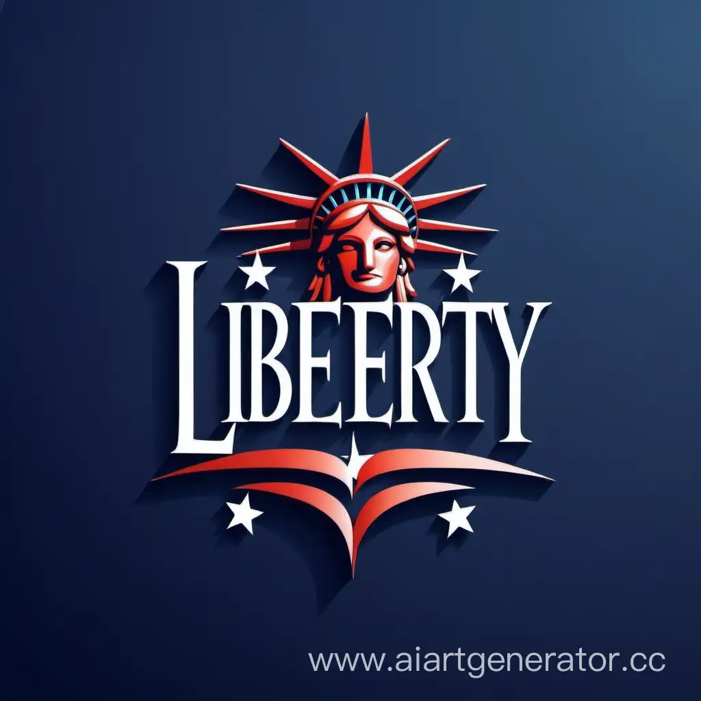 Логотип с названием LIBERTY, на фоне с тематикой здоровье, свобода, спорт, самосовершенствование, творчество