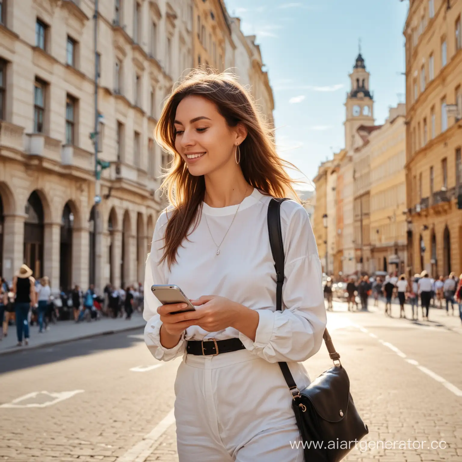 Female-Tourist-Exploring-City-Streets-on-Sunny-Day